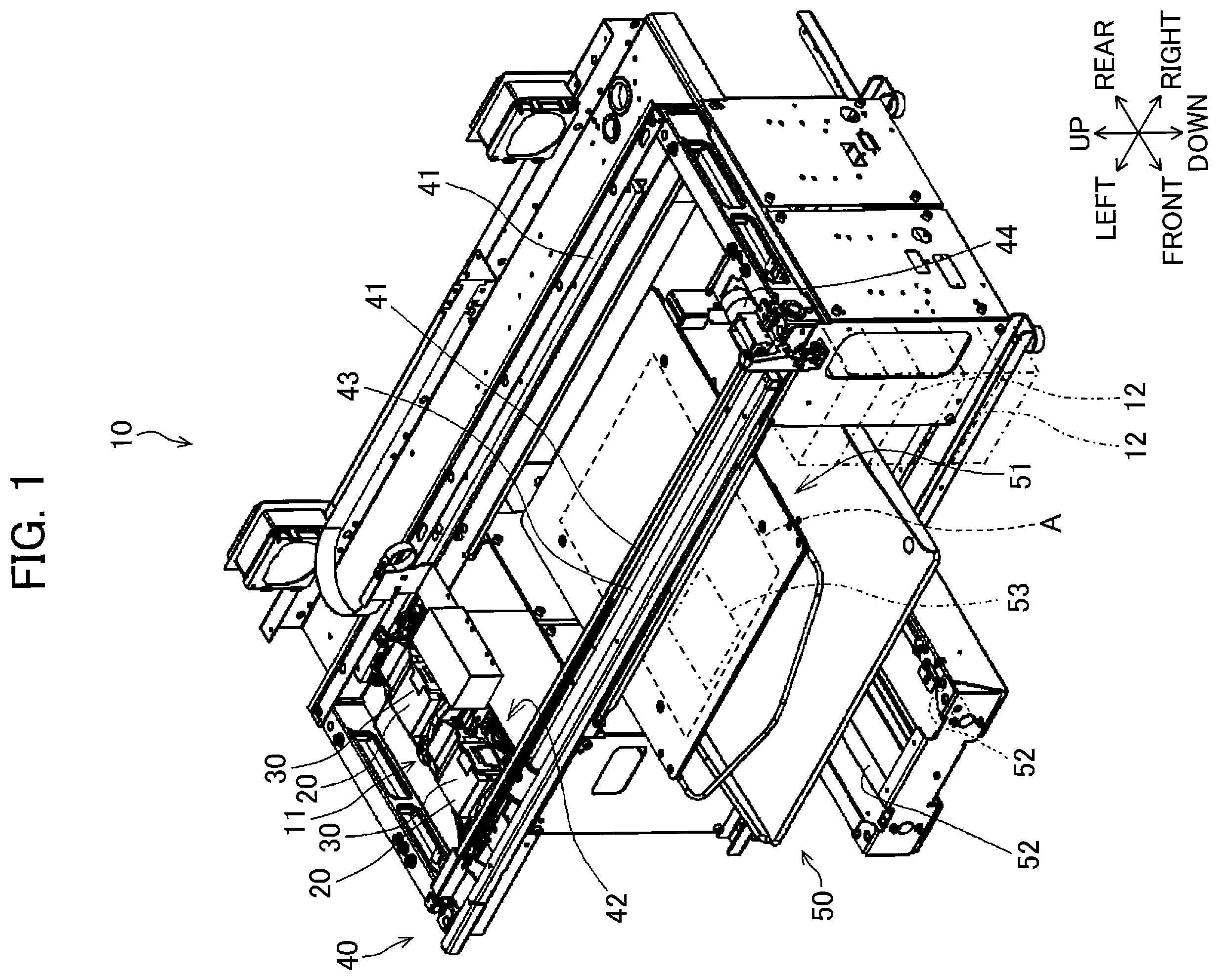 Patent US11787198 Figure 1 – Printing apparatus having a head configured to separately eject a first type of liquid to form a background and a second type of liquid to form an image