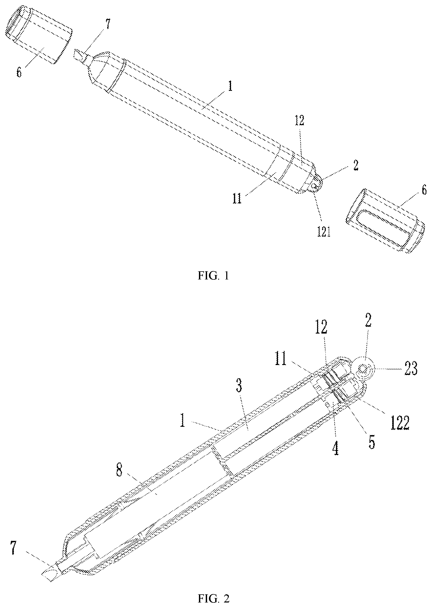 Patent US11787222 — Two-color pen — Figure 1