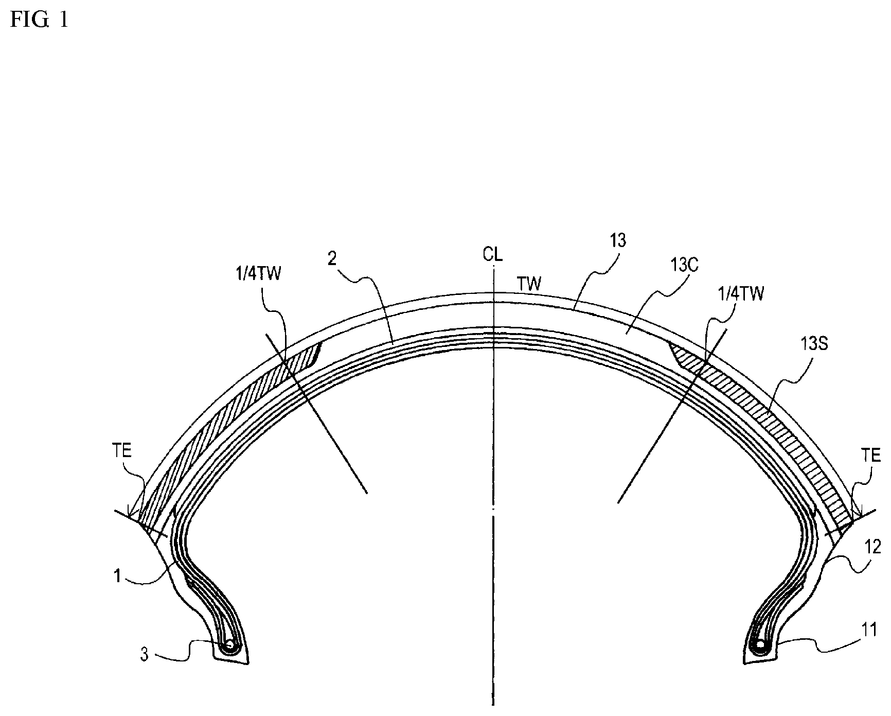Patent US11787236 — Pneumatic tire for motorcycle — Figure 1
