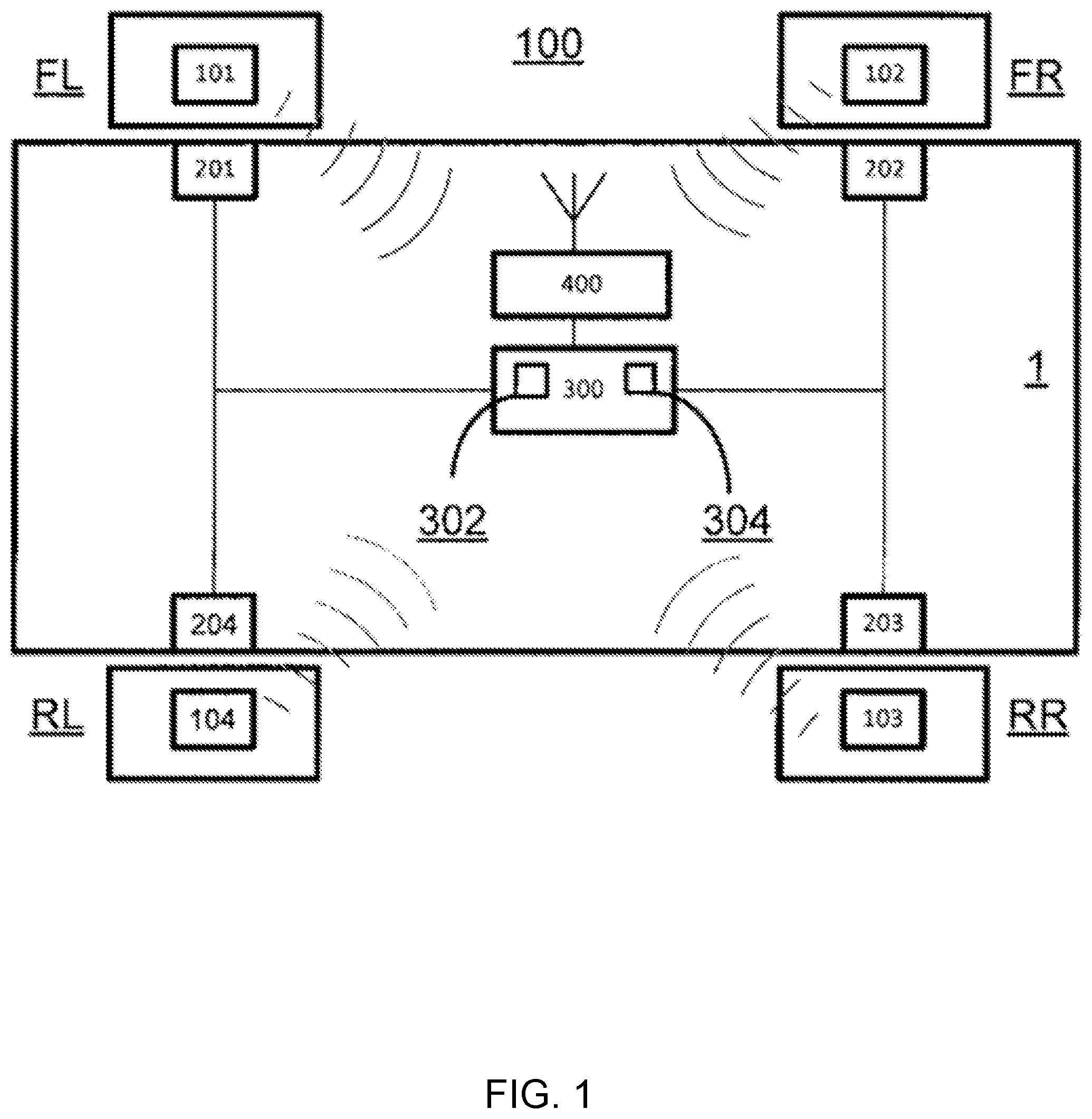 Patent US11787242 — System and method for compensating transmission delays in tire pressure monitoring system — Figure 1