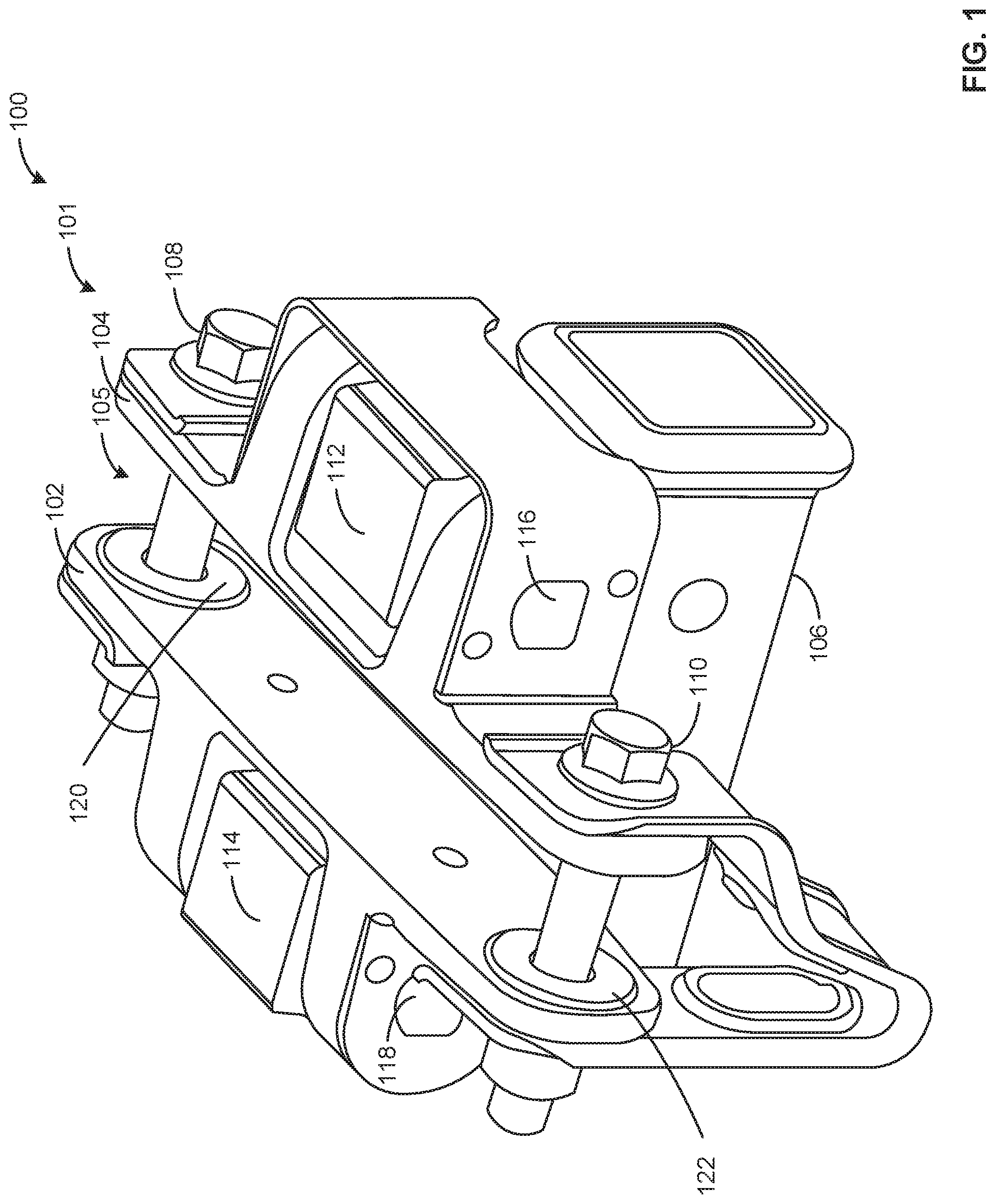 Patent US11787248 — Modular double pin load sensing hitches including two-piece pin mounts — Figure 1