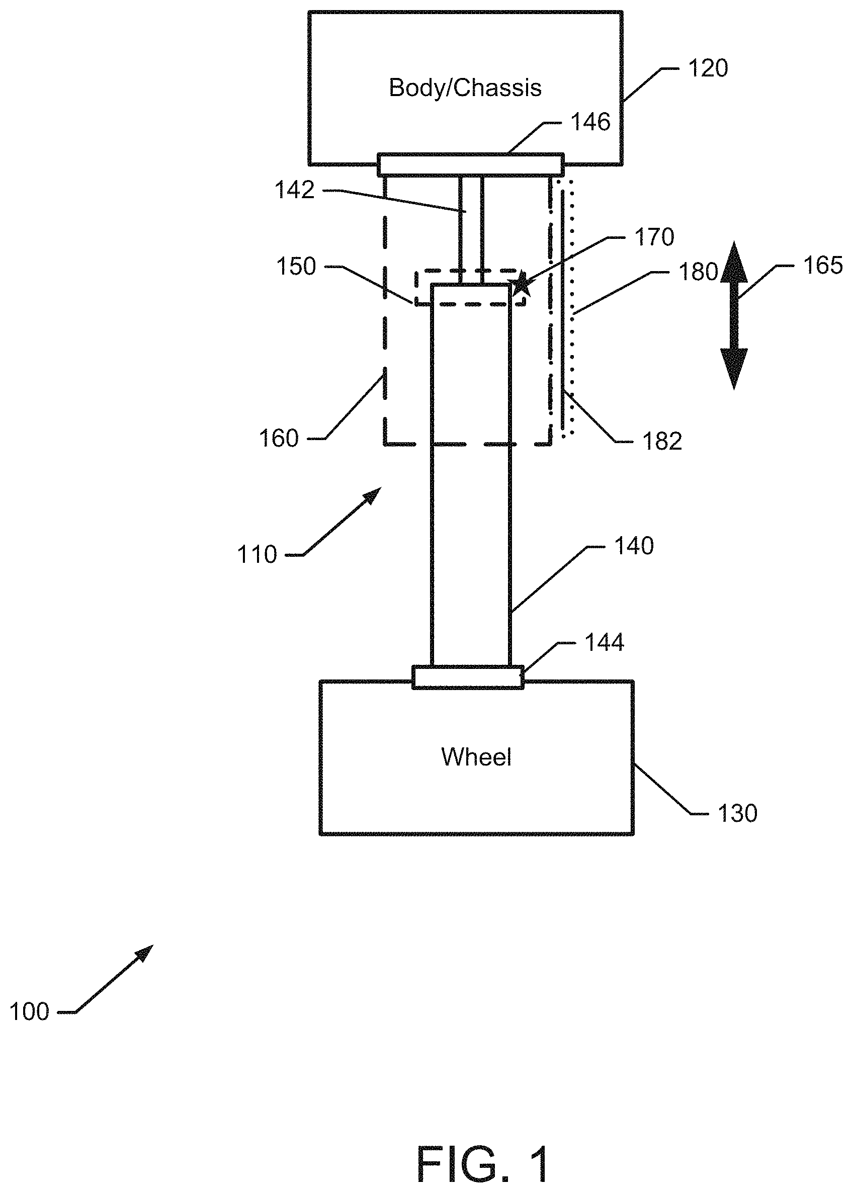 Patent US11787254 — Integrated shock and suspension height sensor — Figure 1