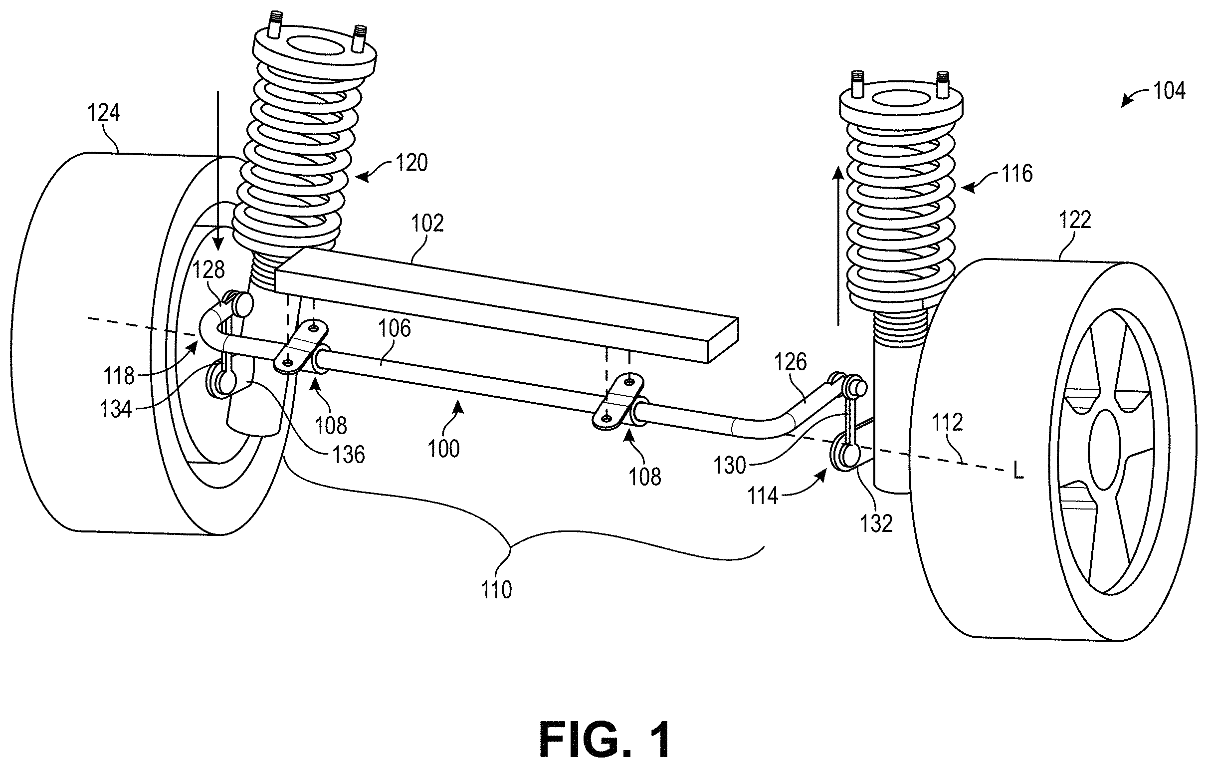 Patent US11787257 — Torsion bushings and related assemblies — Figure 1
