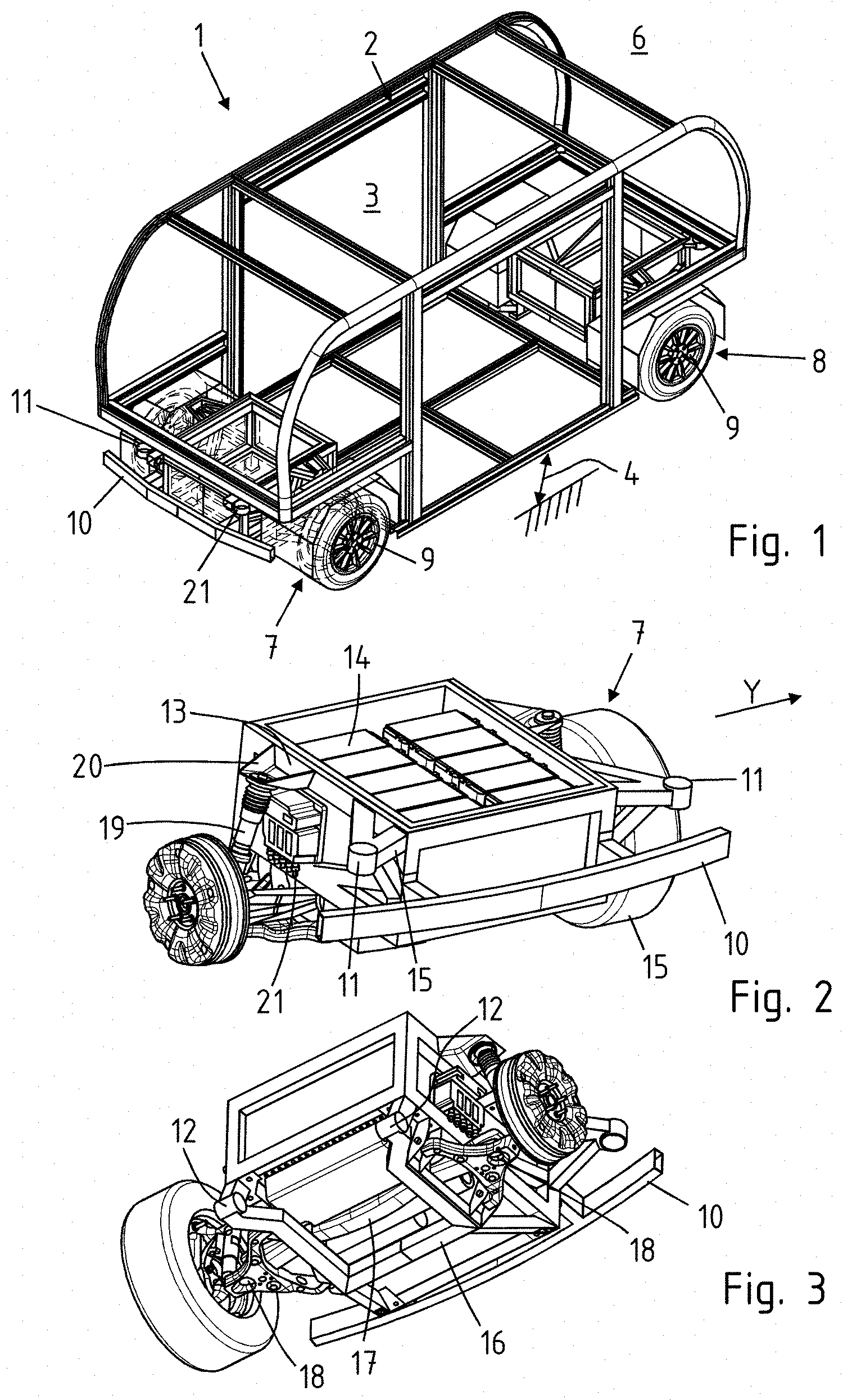 Patent US11787276 Figure 1 – Electric vehicle with axle modules
