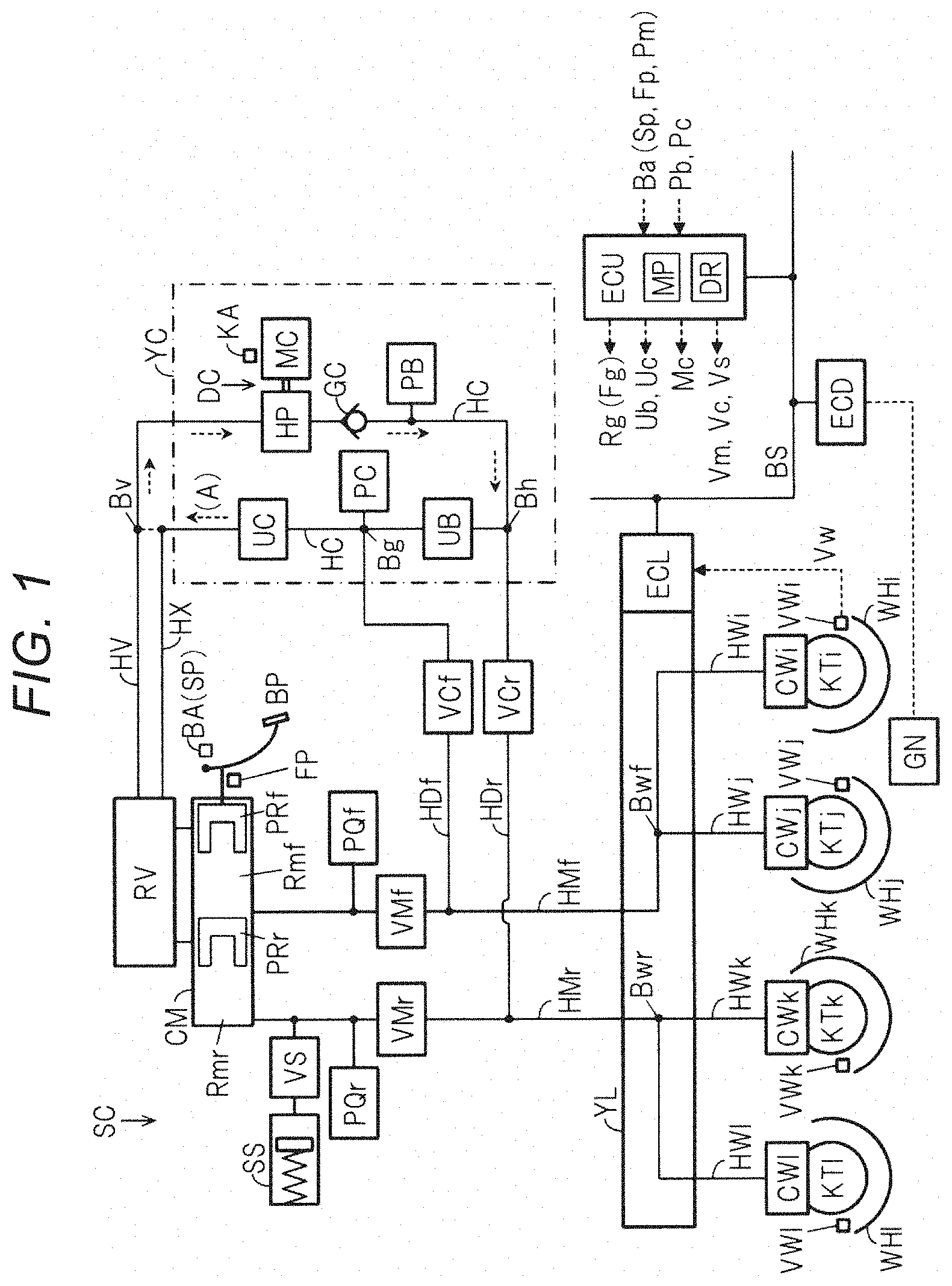 Patent US11787292 — Brake control device for vehicle — Figure 1