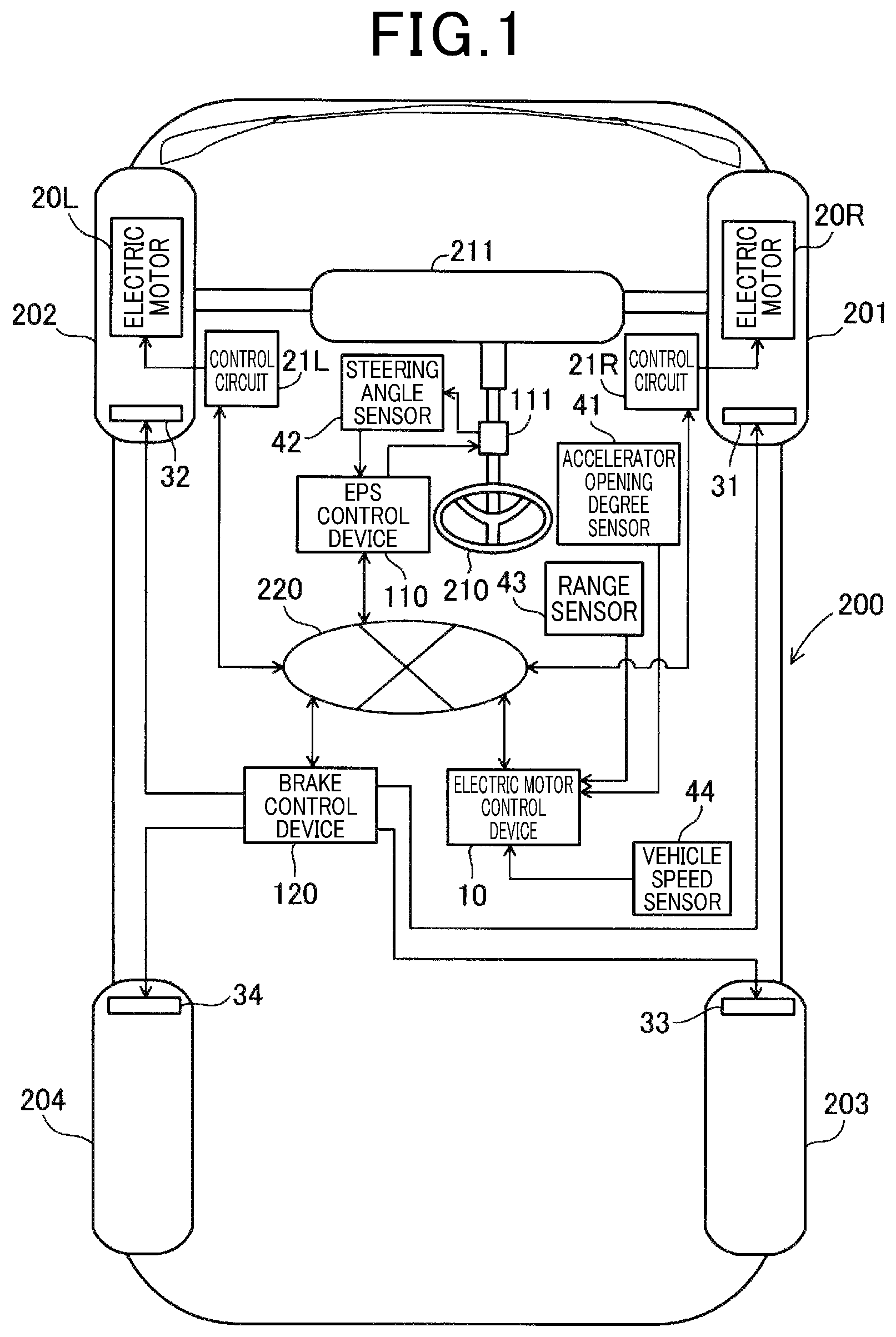 Patent US11787293 — Electric motor control device and method of electric motor control — Figure 1