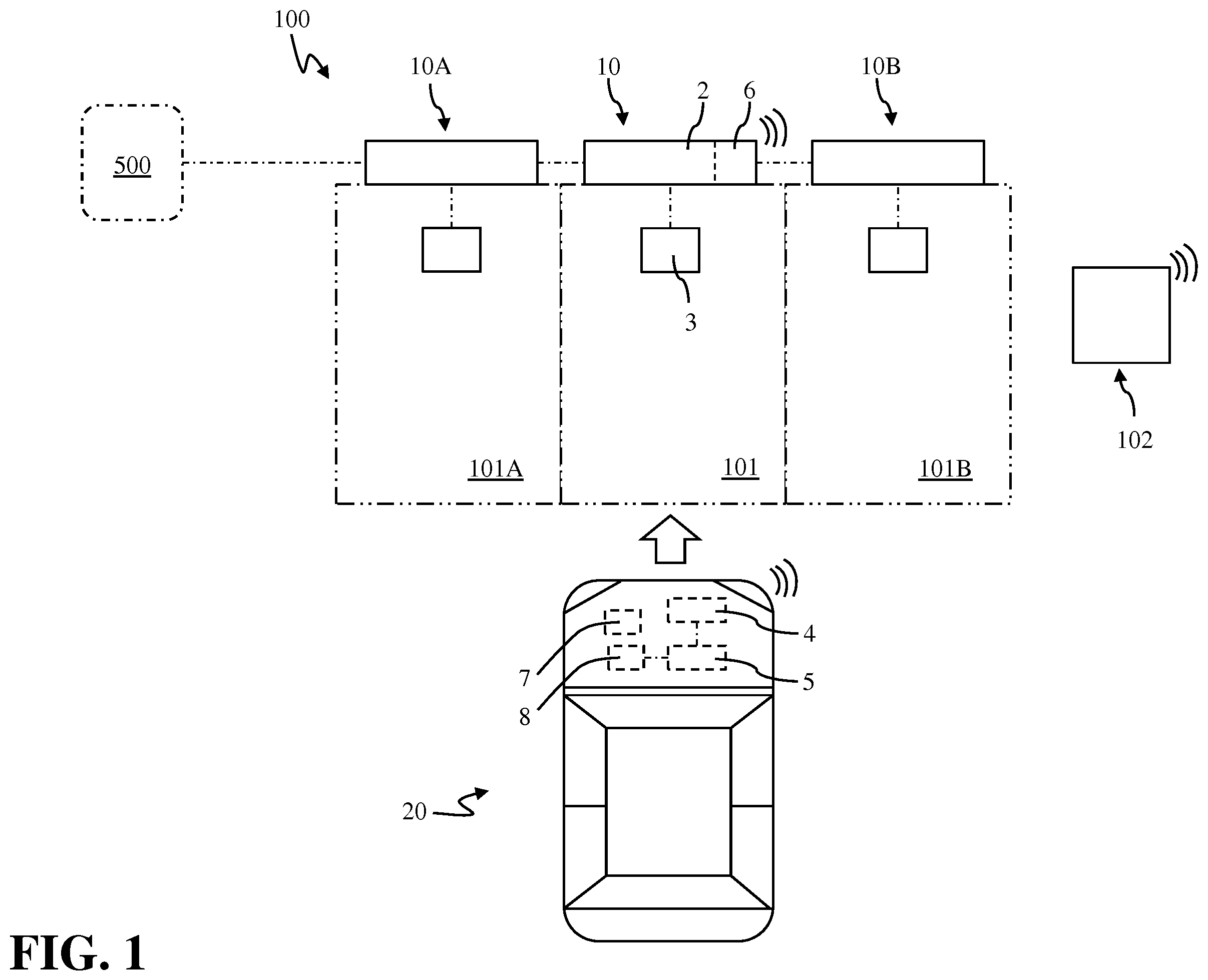 Patent US11787296 — Method for pairing electric vehicles and power terminals in a power station for electric vehicles — Figure 1