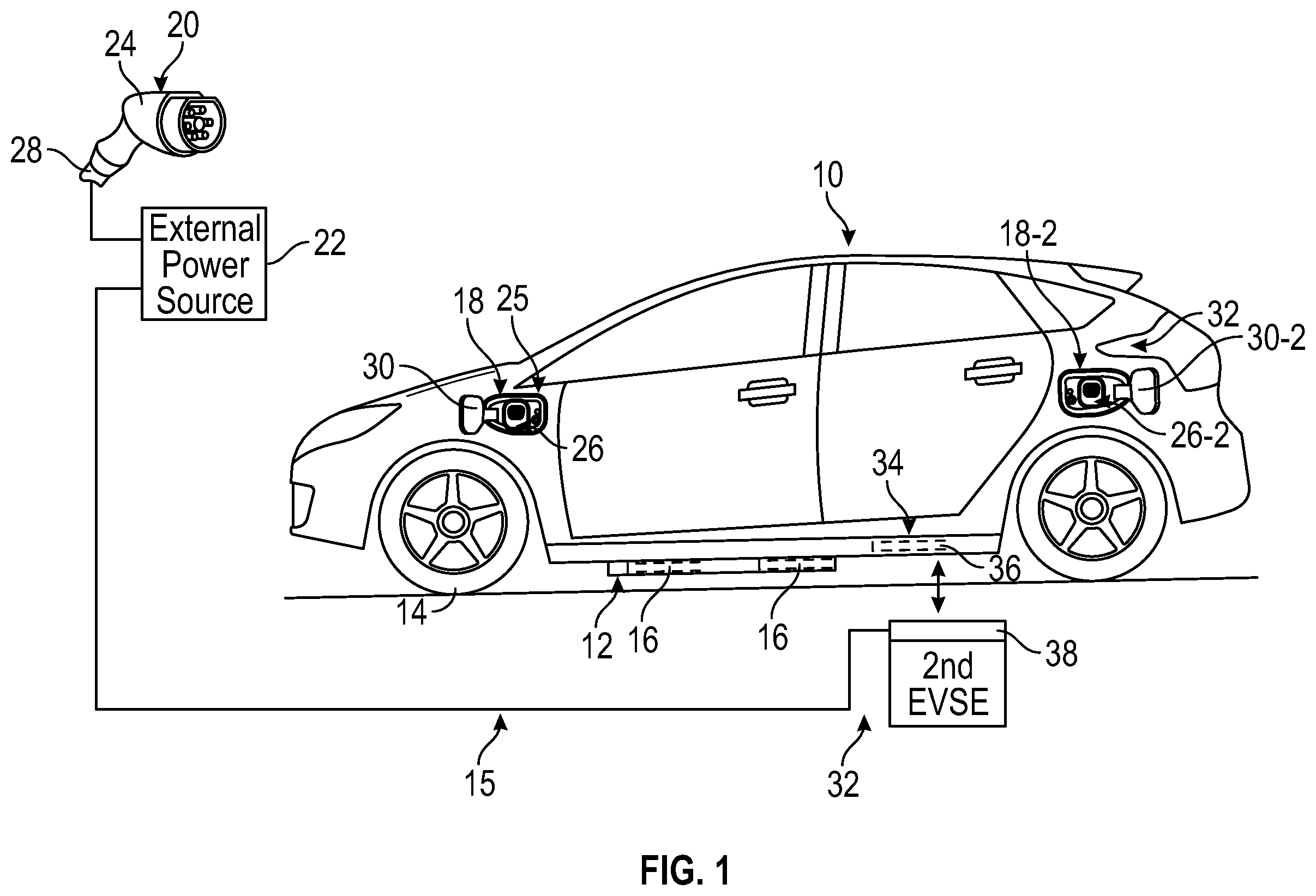 Patent US11787298 — Multiple charge interface monitoring and protection system for electrified vehicles — Figure 1