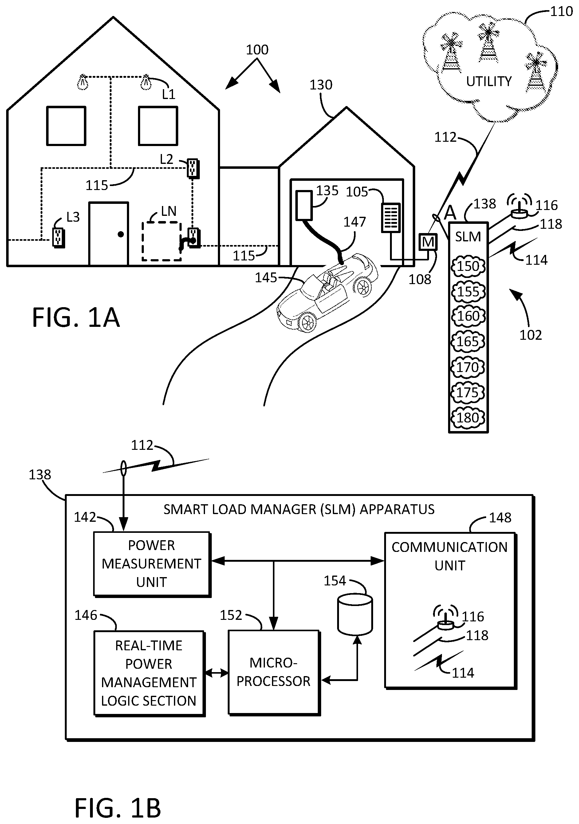 Patent US11787304 — Smart load management apparatus and system for electric vehicle charging — Figure 1