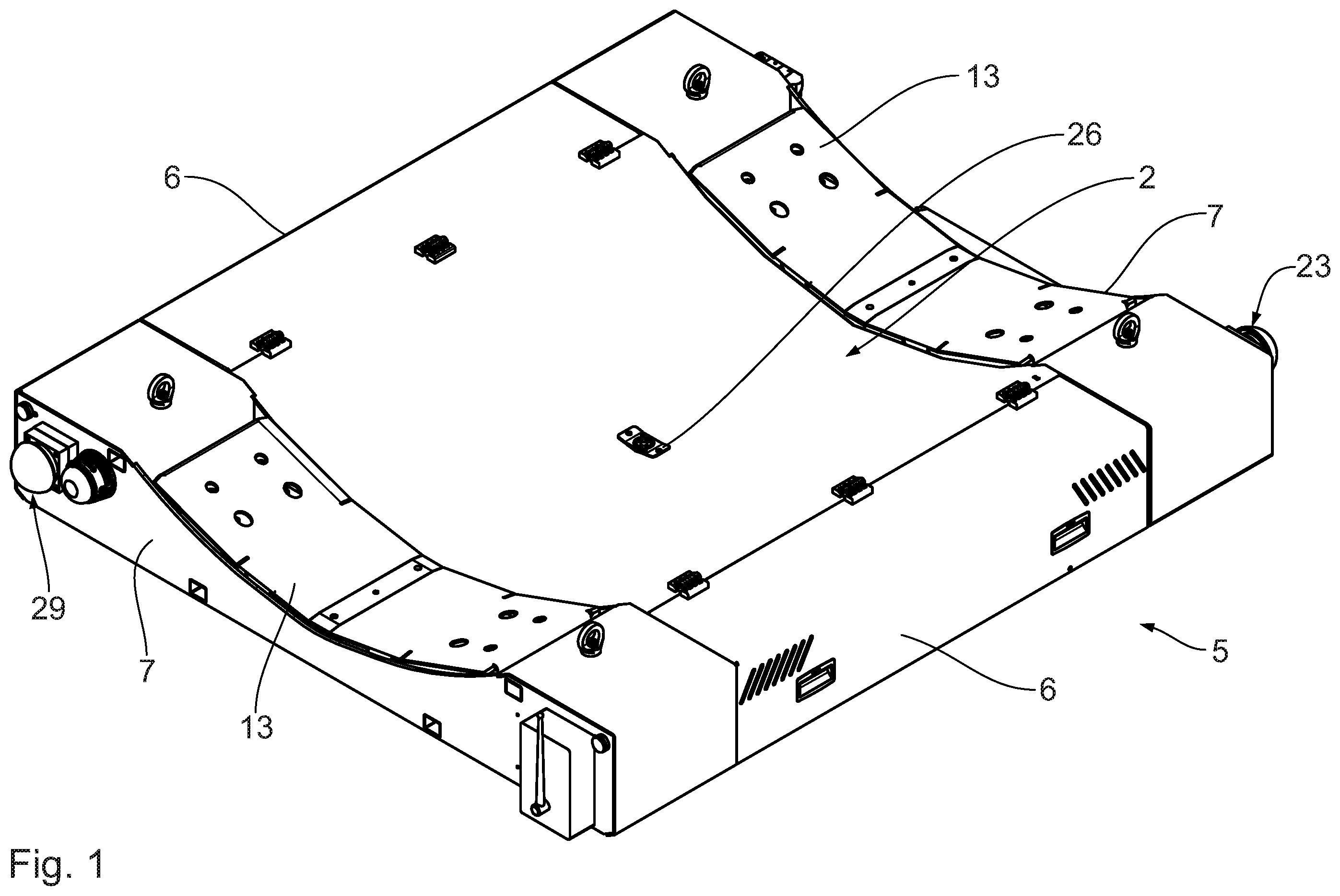 Patent US11787324 — Trolley for rolls of material — Figure 1