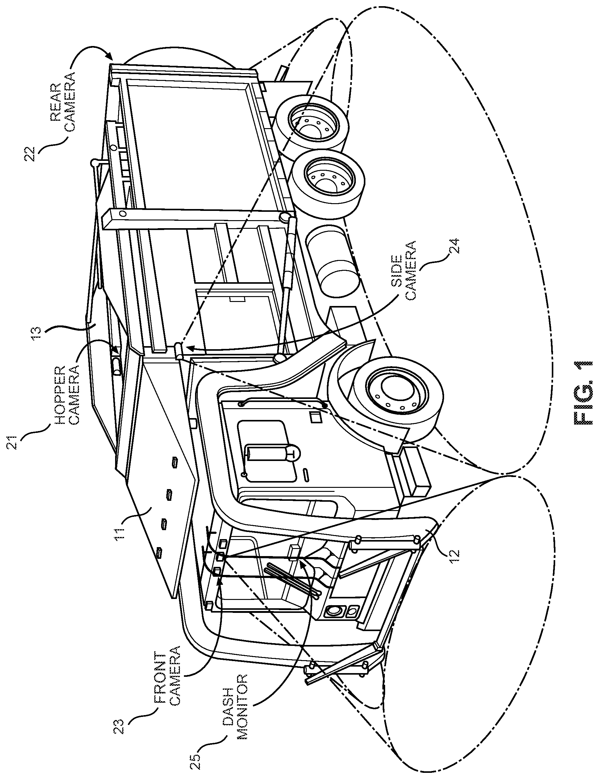 Patent US11787333 — Garbage truck camera and safety system — Figure 1