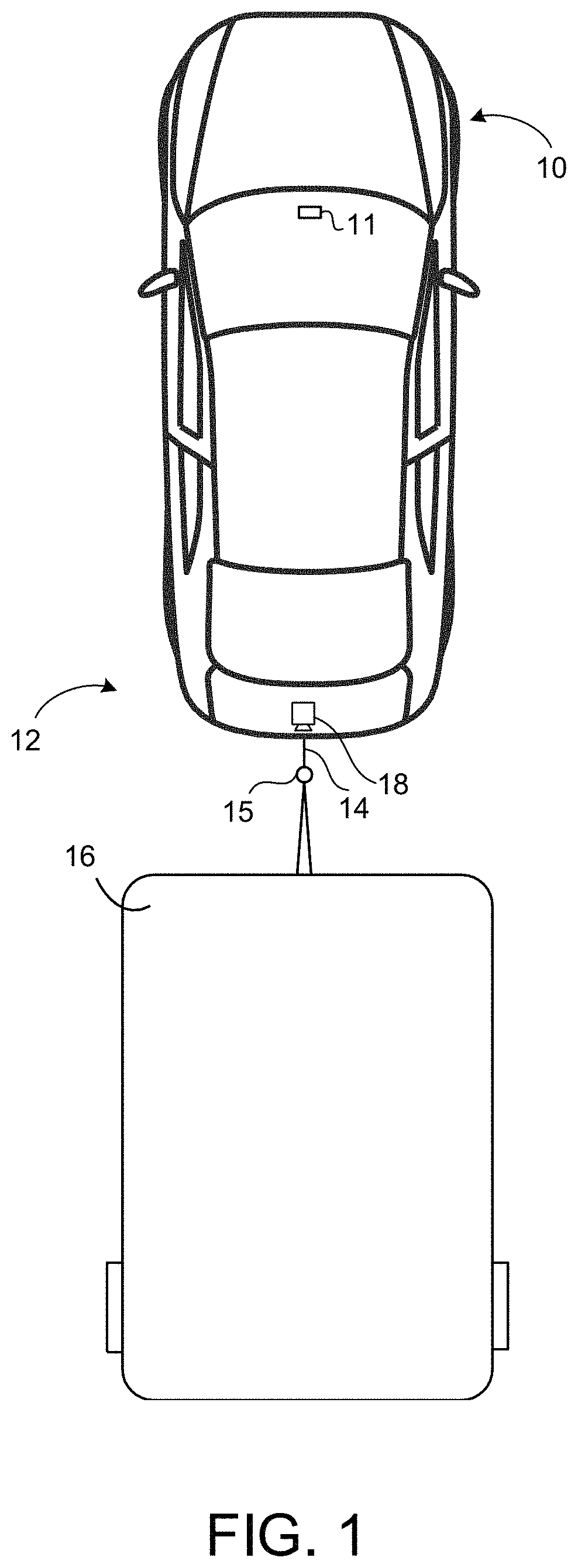 Patent US11787339 Figure 1 – Trailer hitching assist system with trailer coupler detection