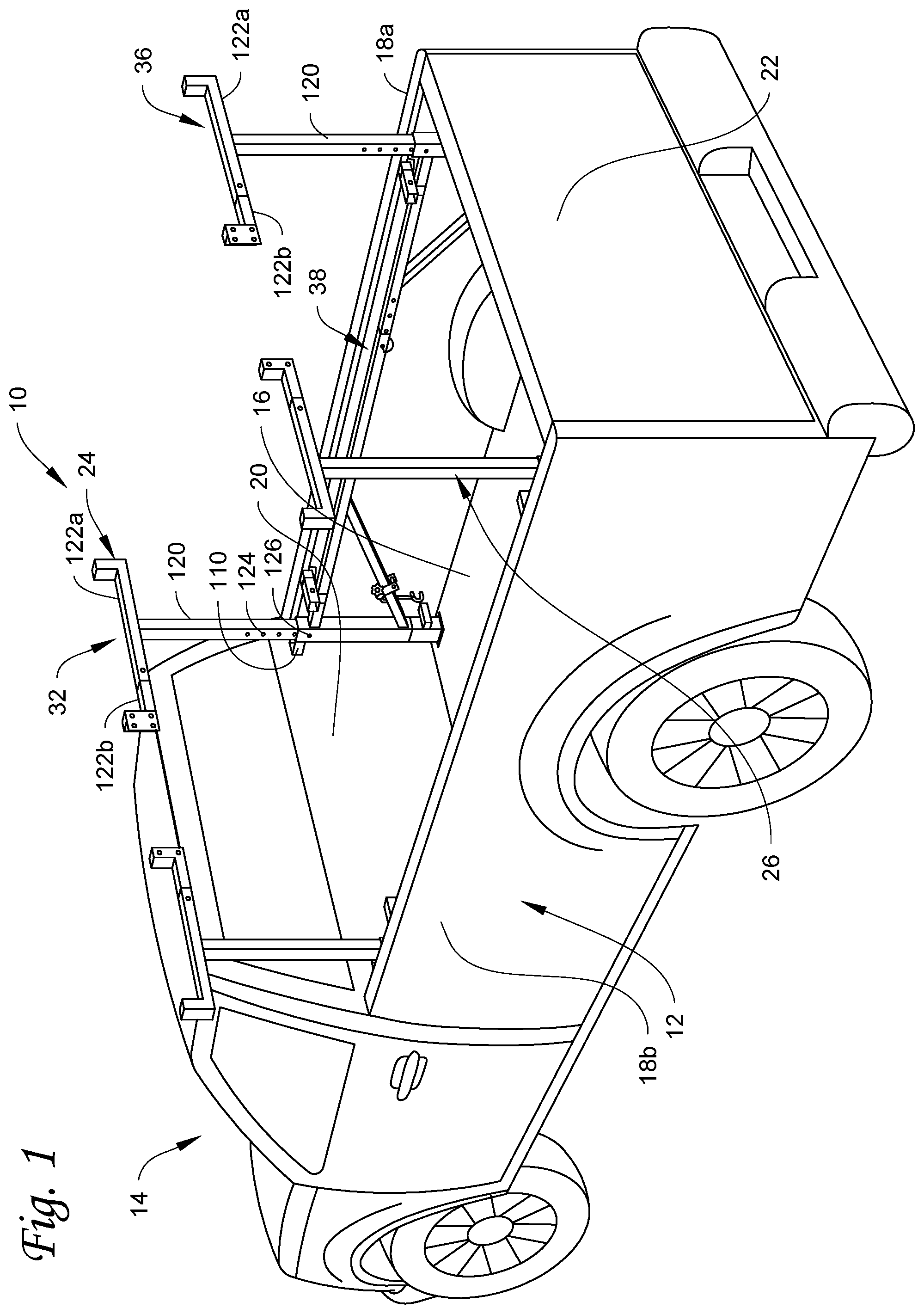 Patent US11787347 Figure 1 – Universal, no drill ladder rack