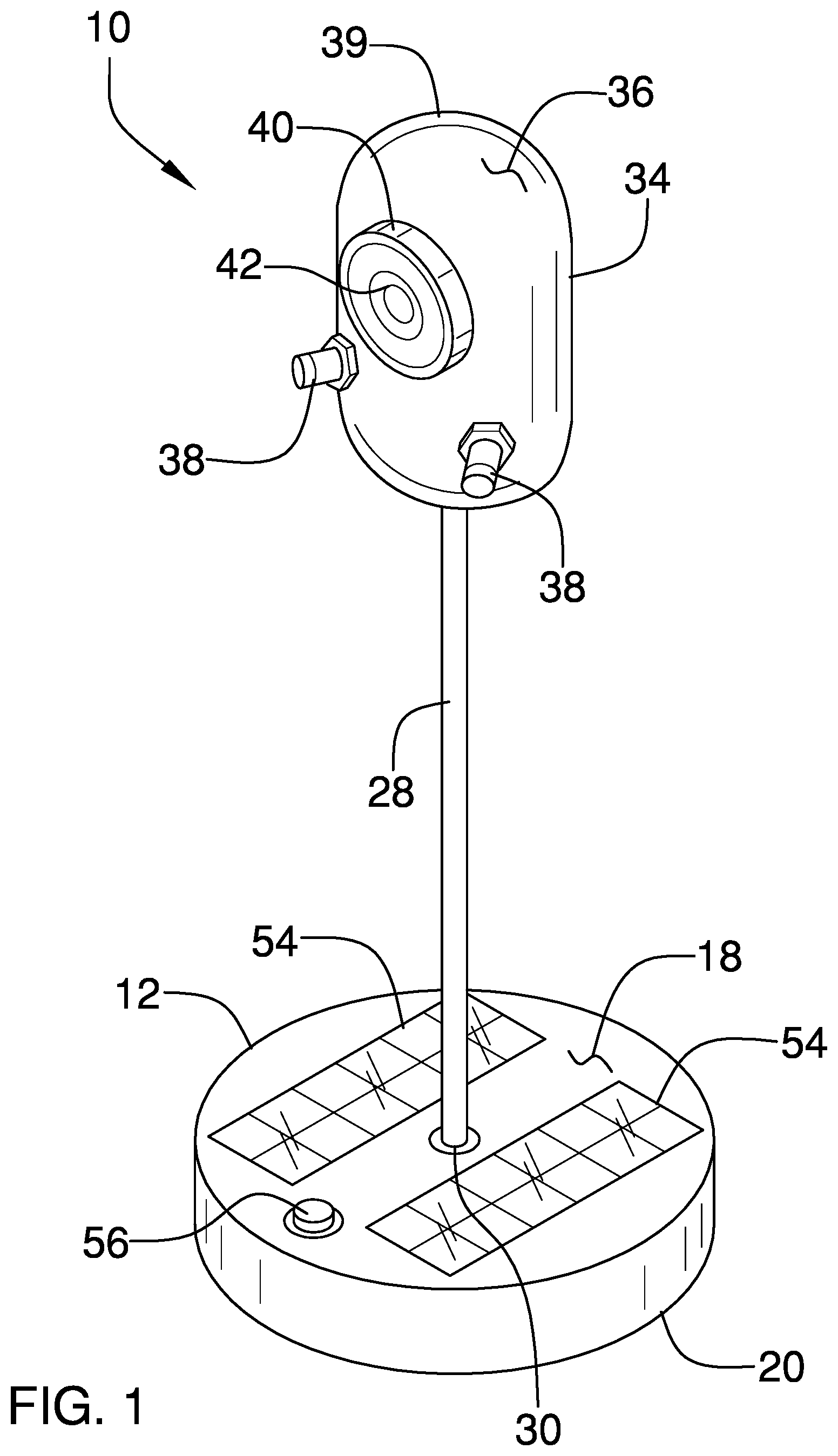 Patent US11787350 — Roof mounted vehicle camera assembly — Figure 1