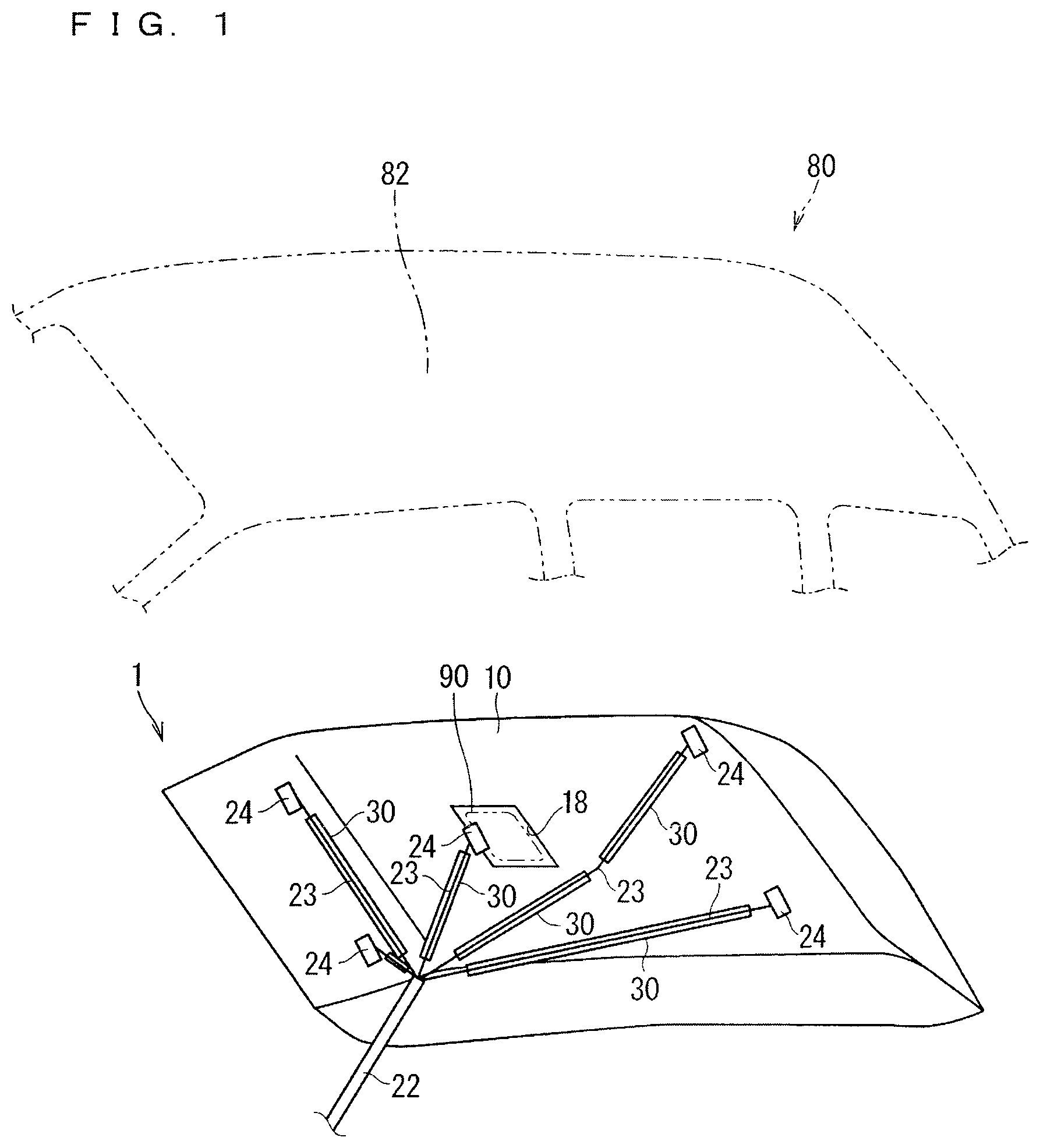 Patent US11787353 Figure 1 – Wire harness fixing structure and wire harness