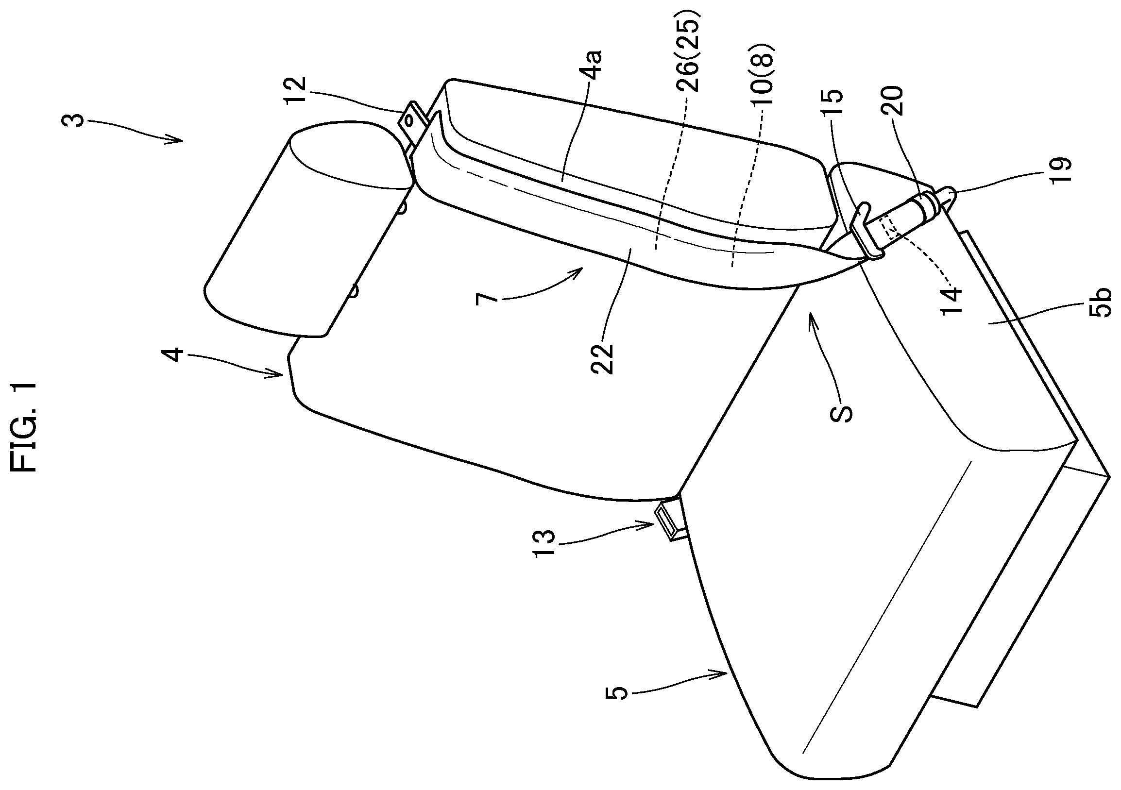 Patent US11787358 — Occupant protection device — Figure 1