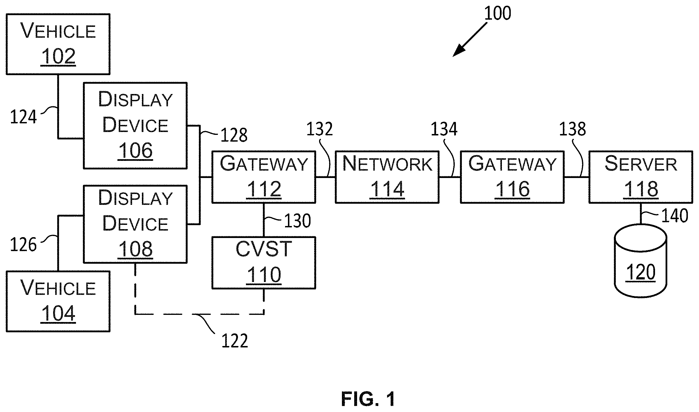 Patent US11787371 — Systems and methods of configuring vehicle service tools associated with display device based on operating condition of vehicle — Figure 1