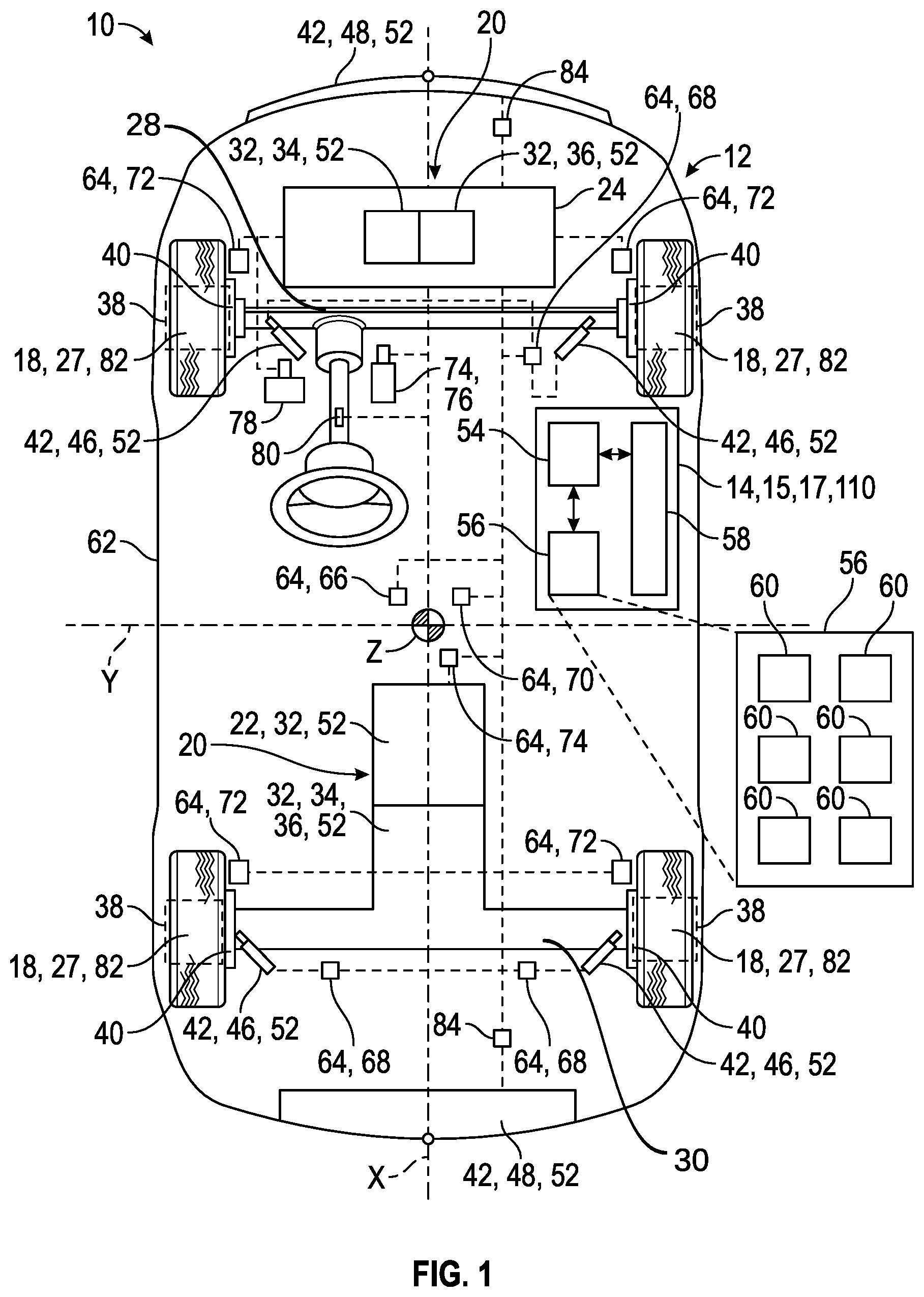 Patent US11787394 — Supervisory control for e-AWD and e-LSD — Figure 1