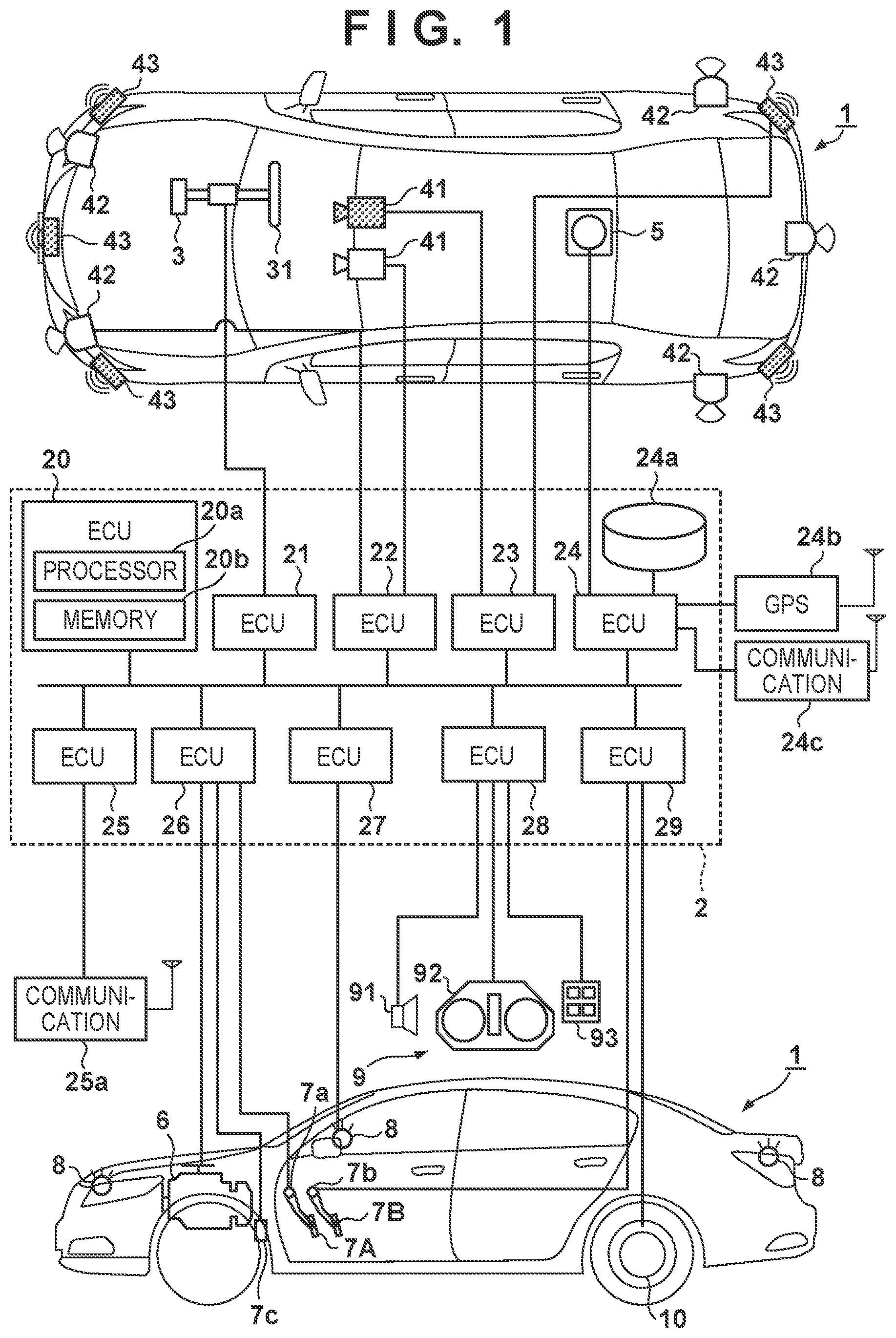 Patent US11787399 Figure 1 – Vehicle and control apparatus thereof