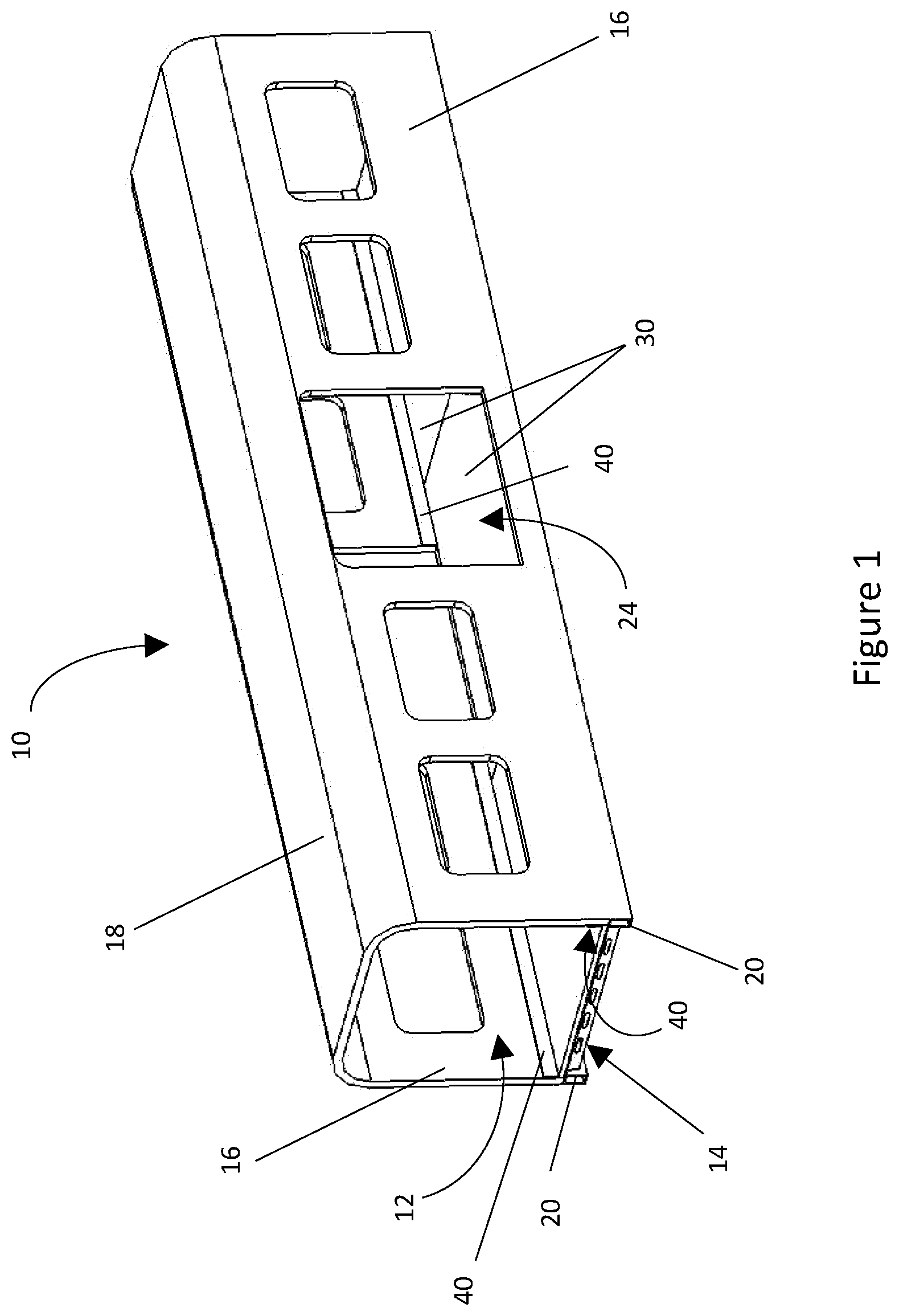 Patent US11787449 Figure 1 – Floor structure of a rail vehicle and method of manufacturing such floor structure