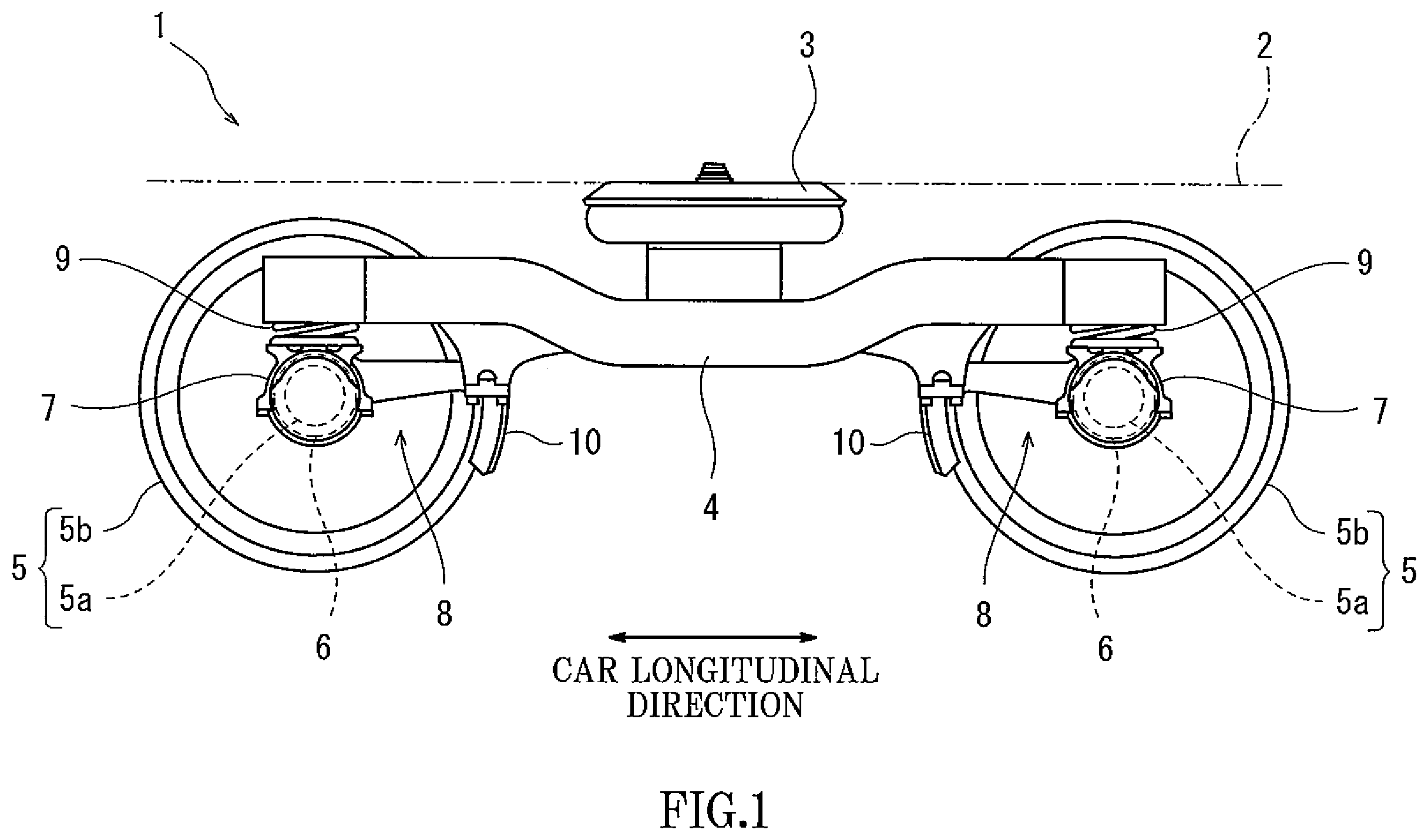 Patent US11787451 — Axle box suspension and elastic bushing shaft body for use in railcar — Figure 1