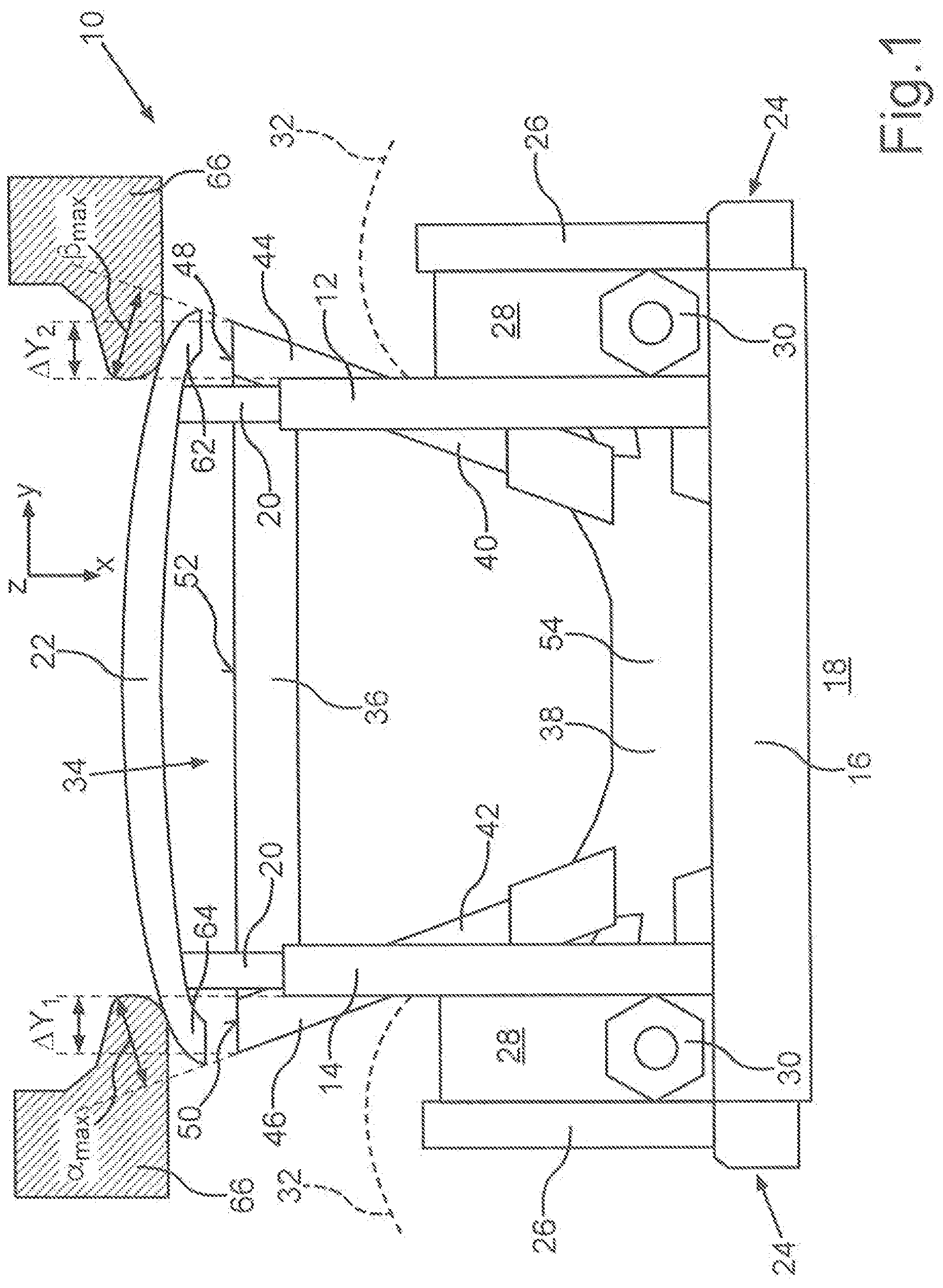Patent US11787475 — Superstructure arrangement for a motor vehicle shell construction — Figure 1