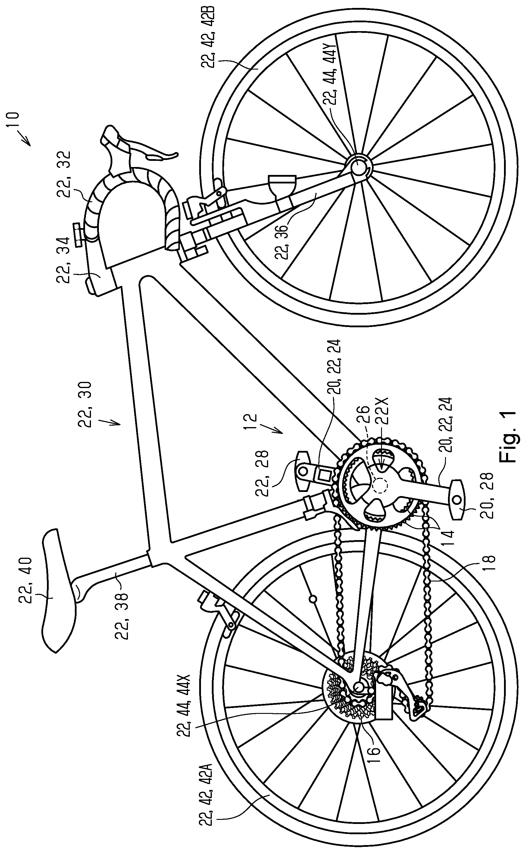Patent US11787494 — Component for human-powered vehicle — Figure 1