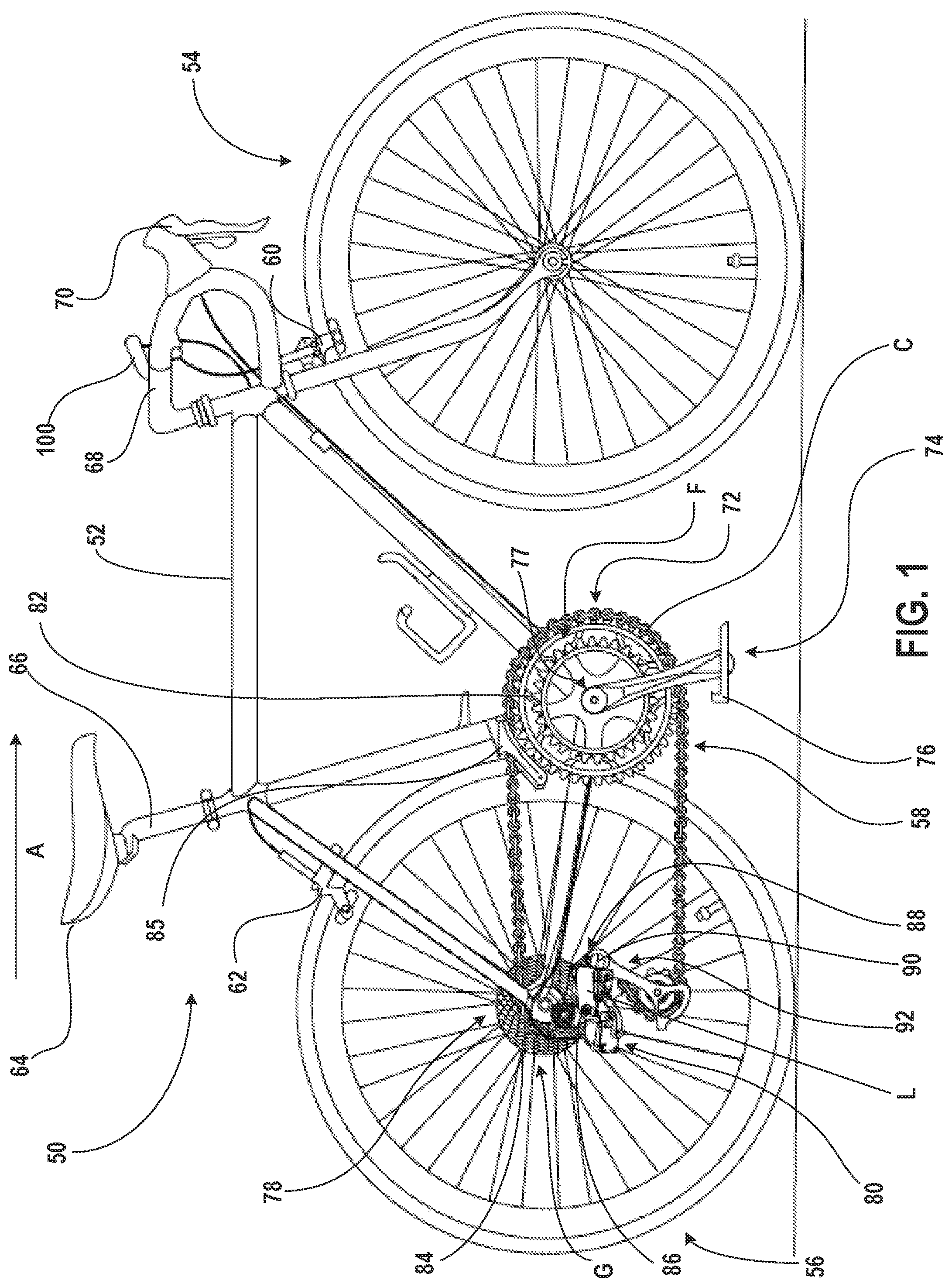 Patent US11787503 — Bicycle axle assembly including a power meter — Figure 1