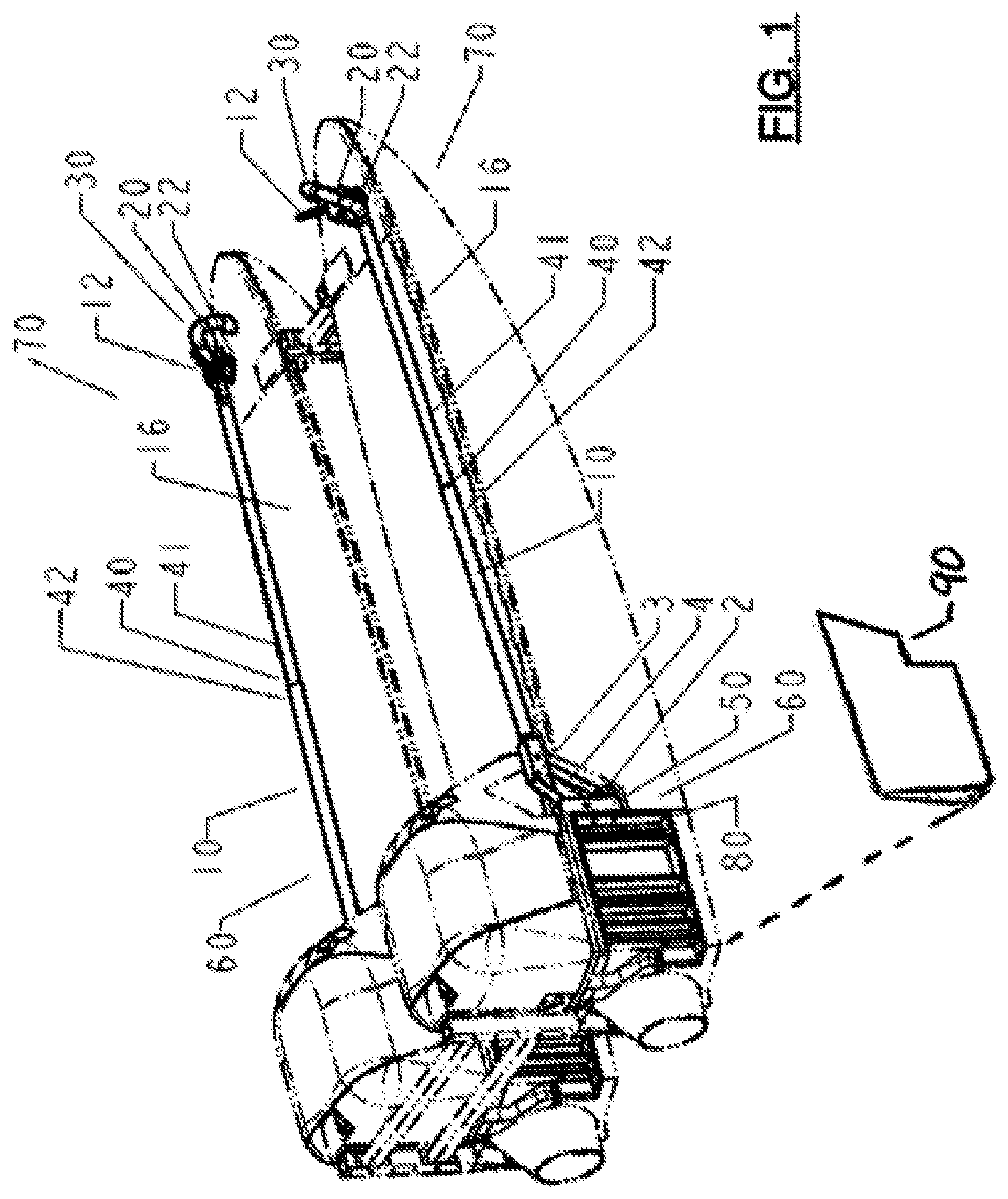 Patent US11787513 — Retractable handlebars for use on motorized surf boots — Figure 1