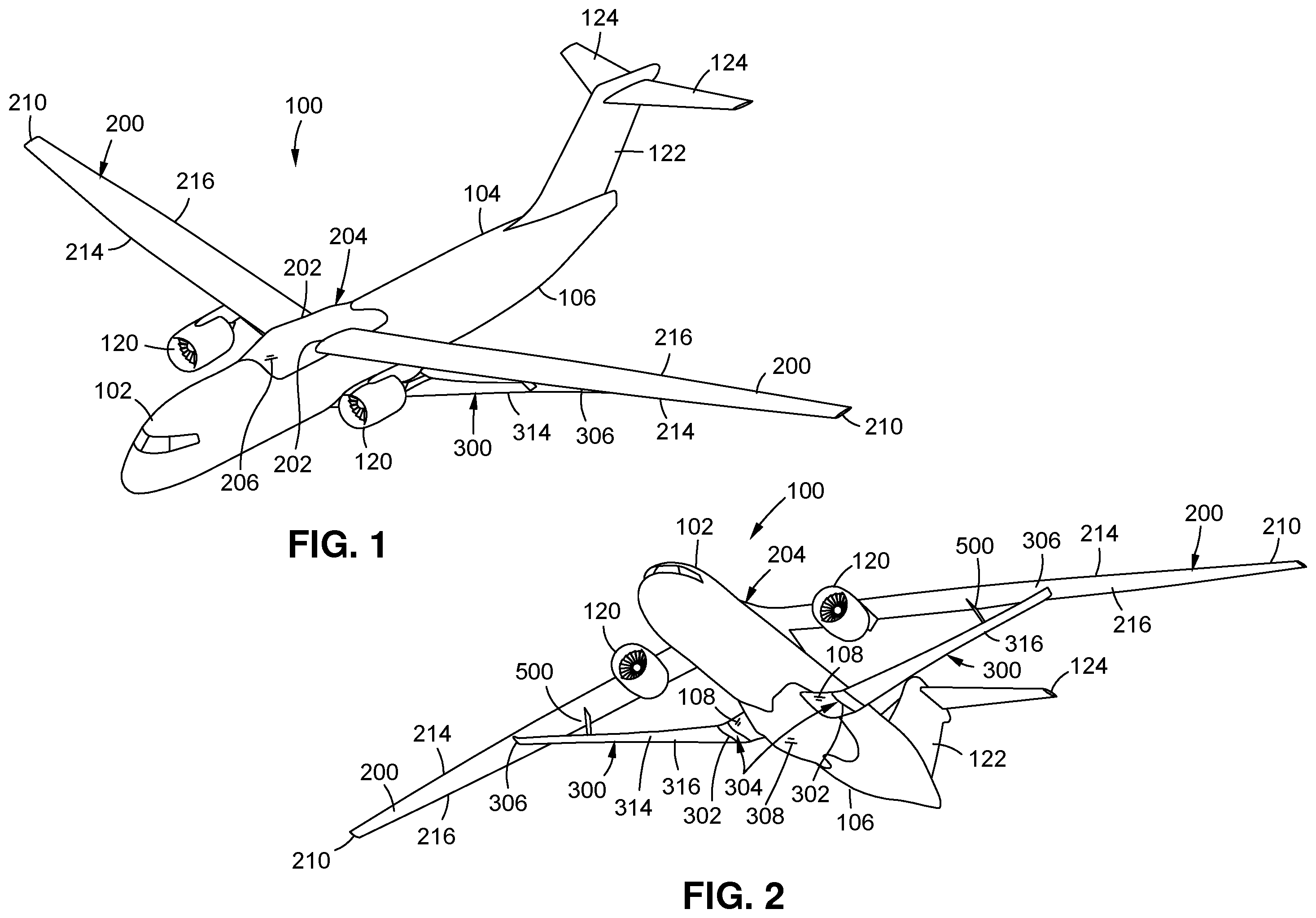 Patent US11787524 — Structural arrangement and method for counteracting a vertical moment of a strut-braced wing — Figure 1