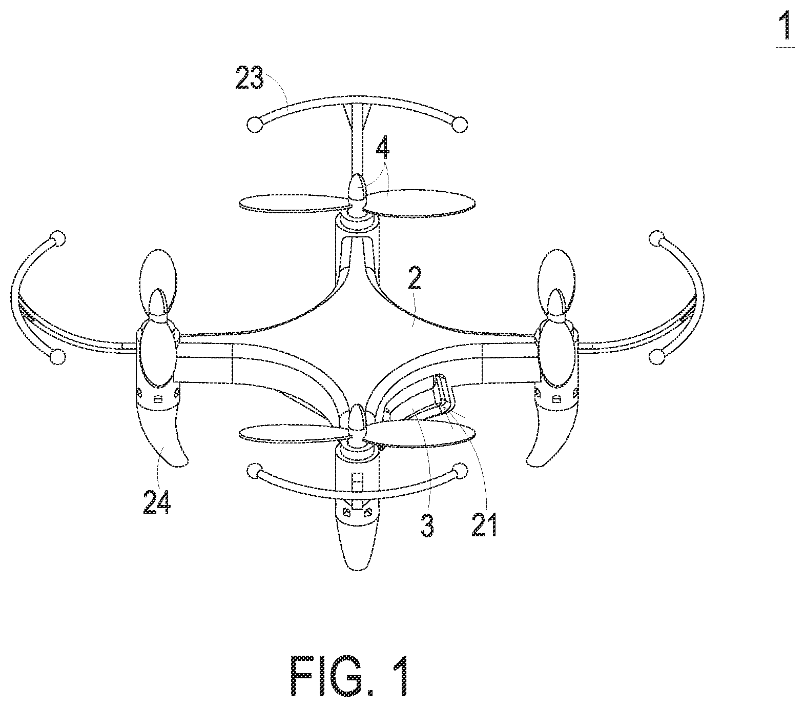 Patent US11787566 Figure 1 – Drone and battery exchange system thereof