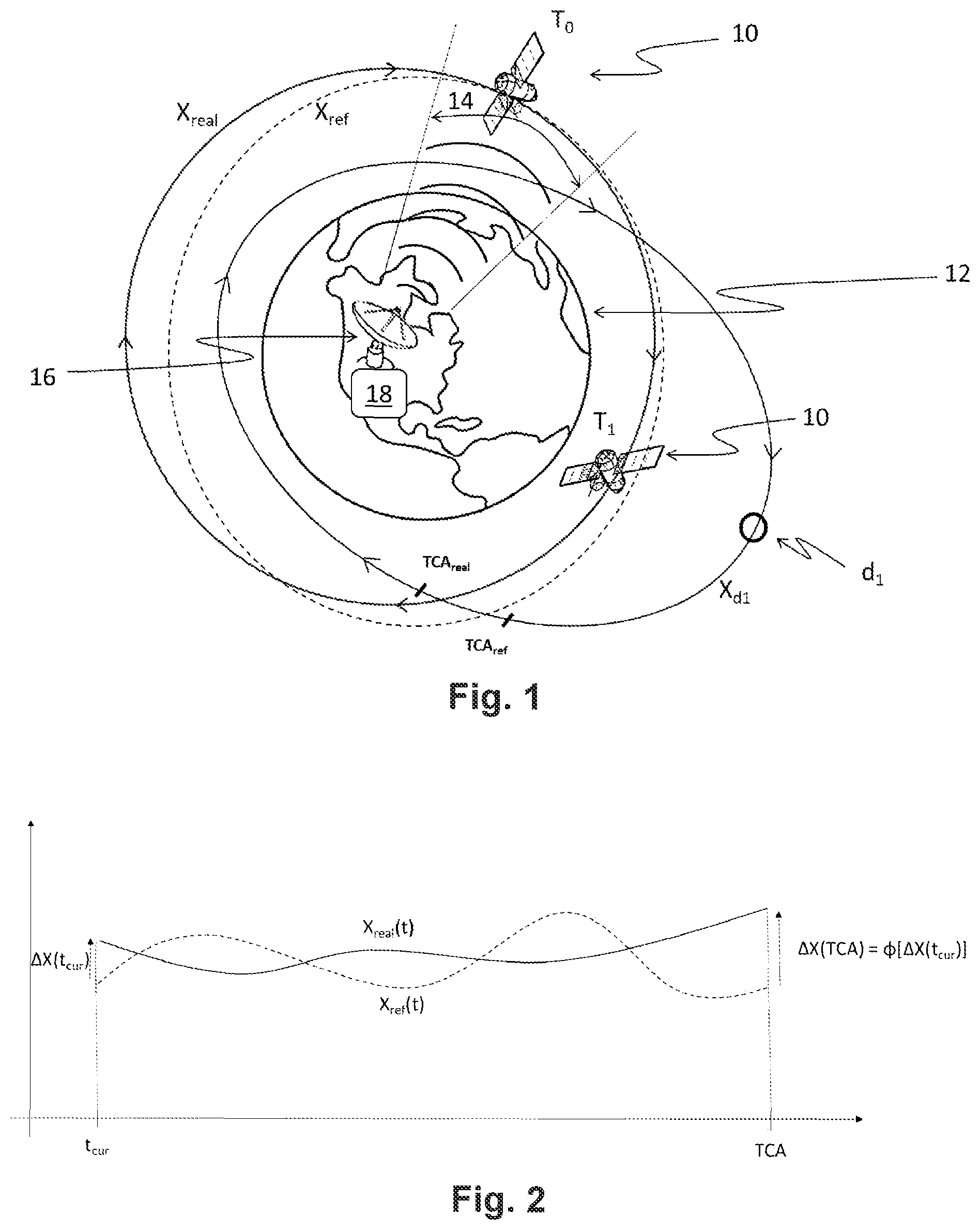Patent US11787568 — Method for estimating collision between at least one piece of space debris and a satellite — Figure 1