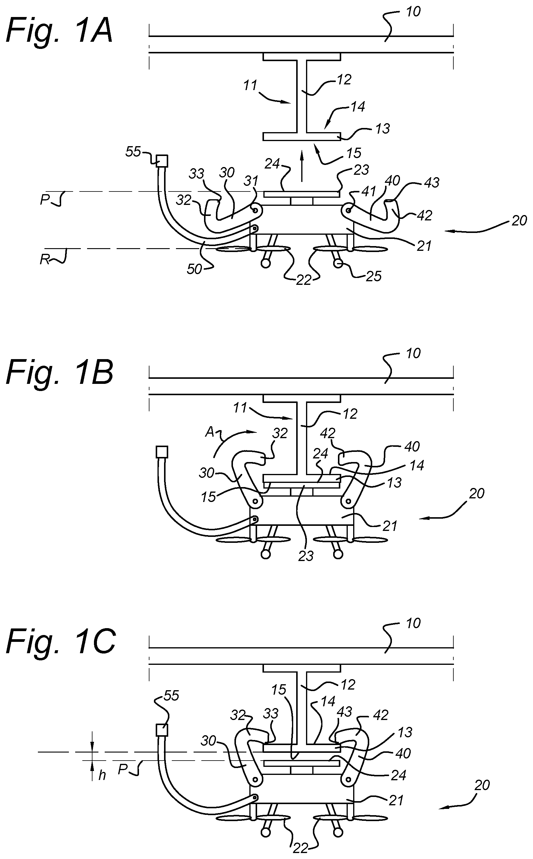 Patent US11787573 — Method for inspecting and/or manipulating a beam using an unmanned aerial vehicle and unmanned aerial vehicle suitable therefor — Figure 1