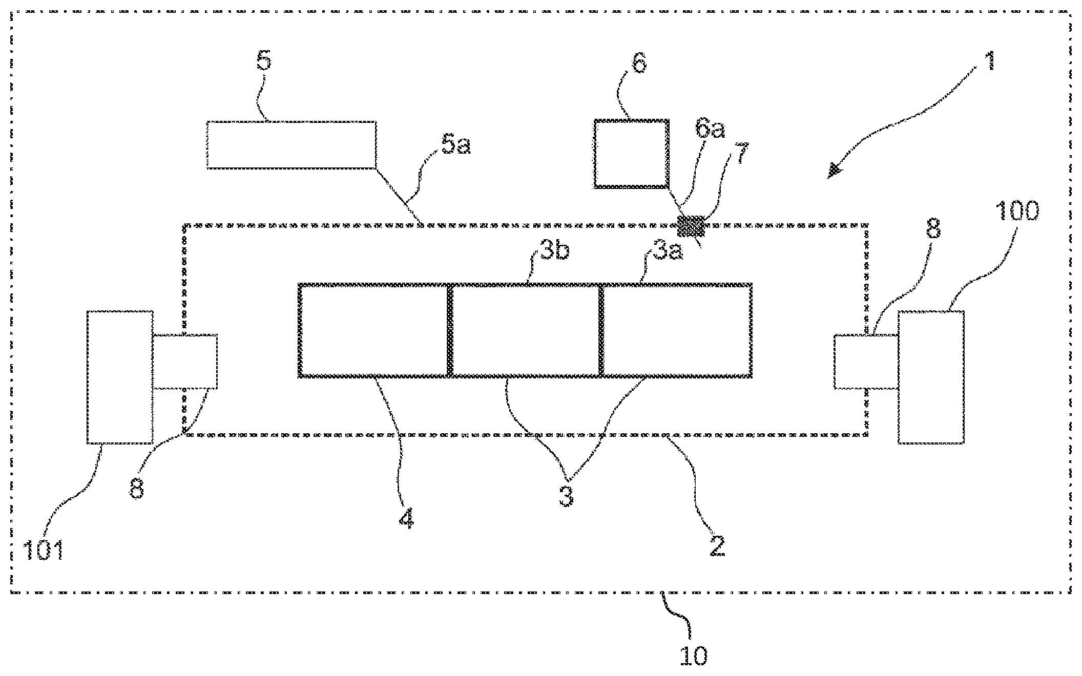 Patent US11787586 — Housed line for processing and packaging food — Figure 1