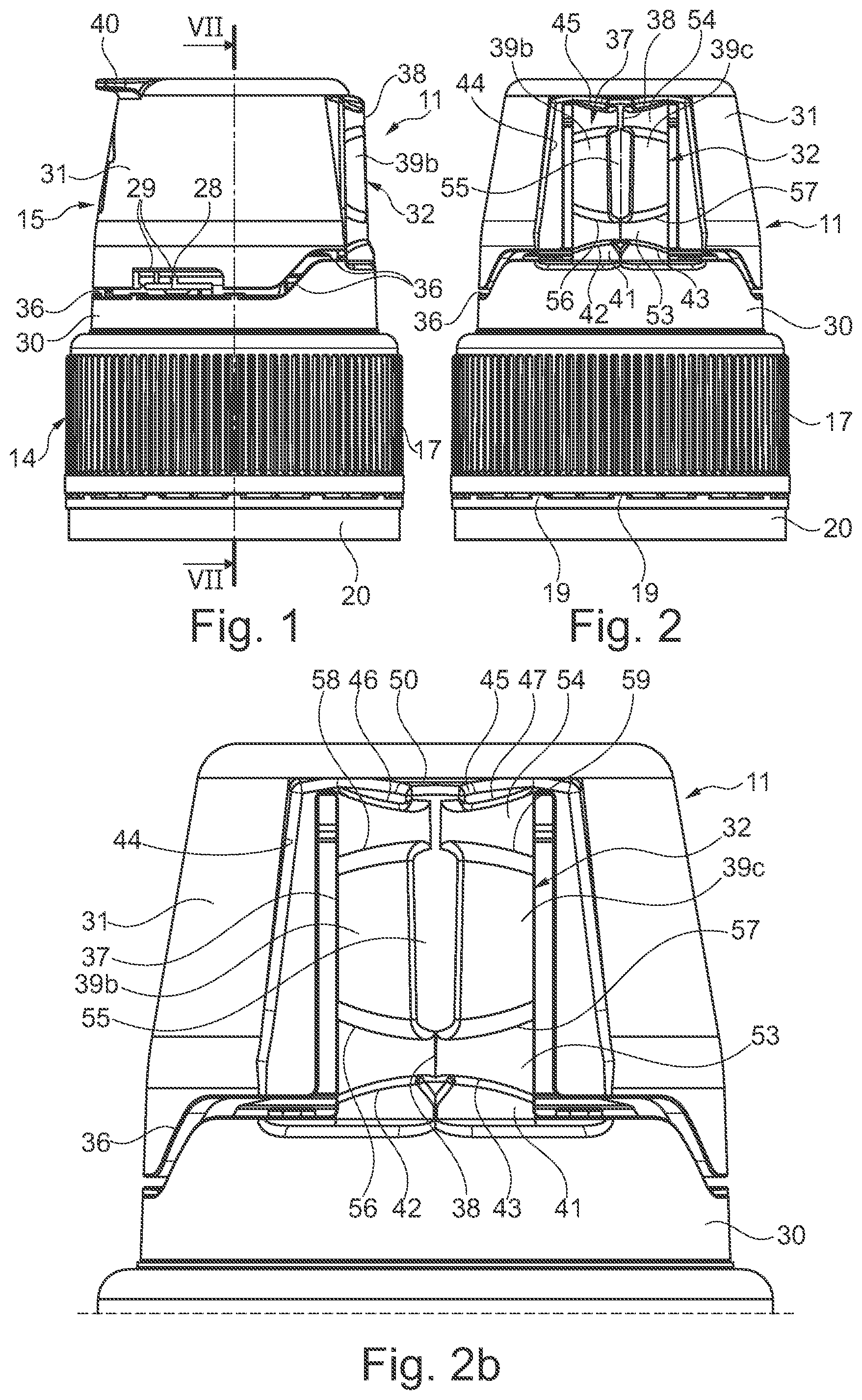 Patent US11787604 — Cap for a container with a hinged lid — Figure 1