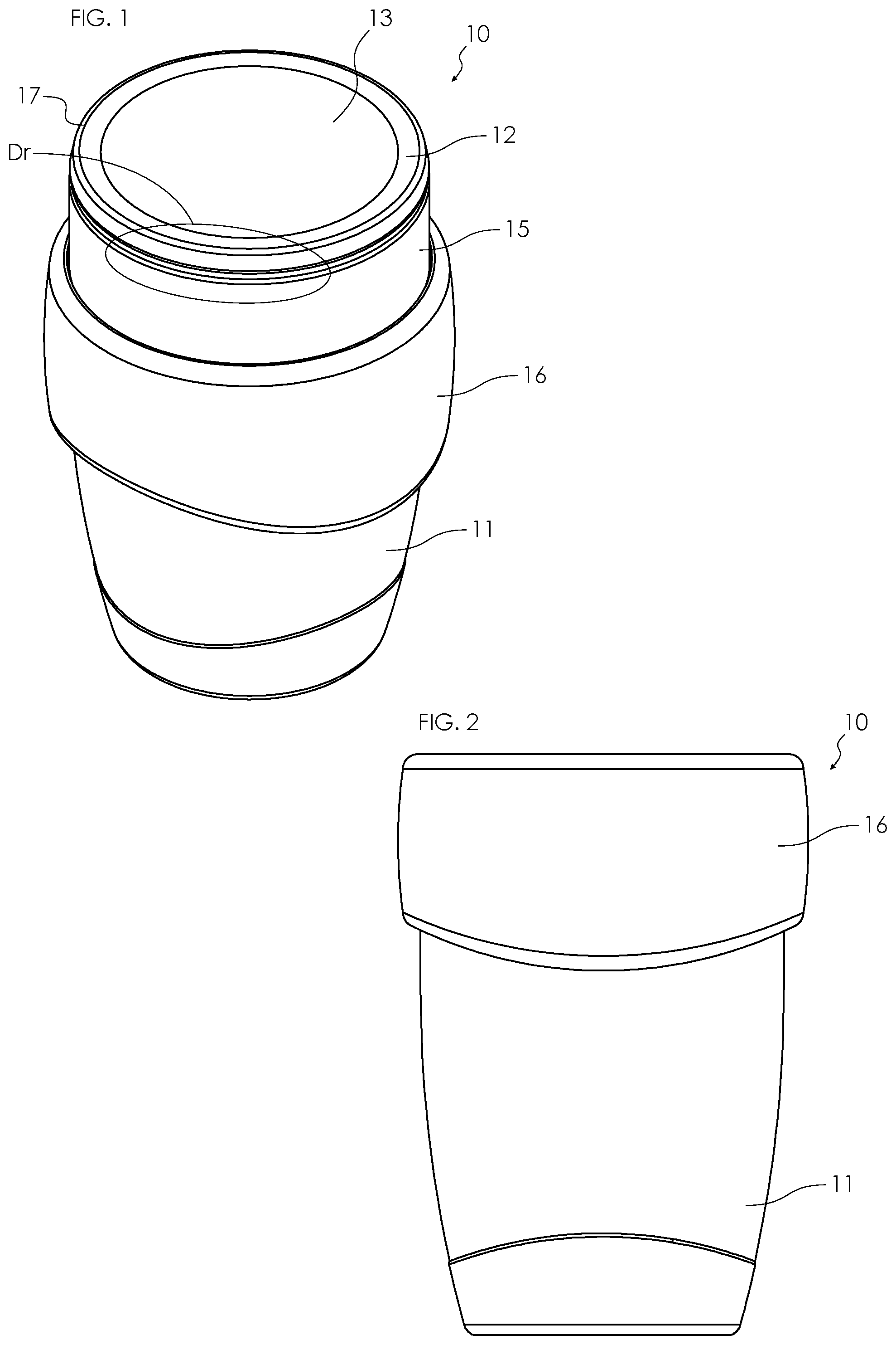 Patent US11787607 — Drinking cup — Figure 1