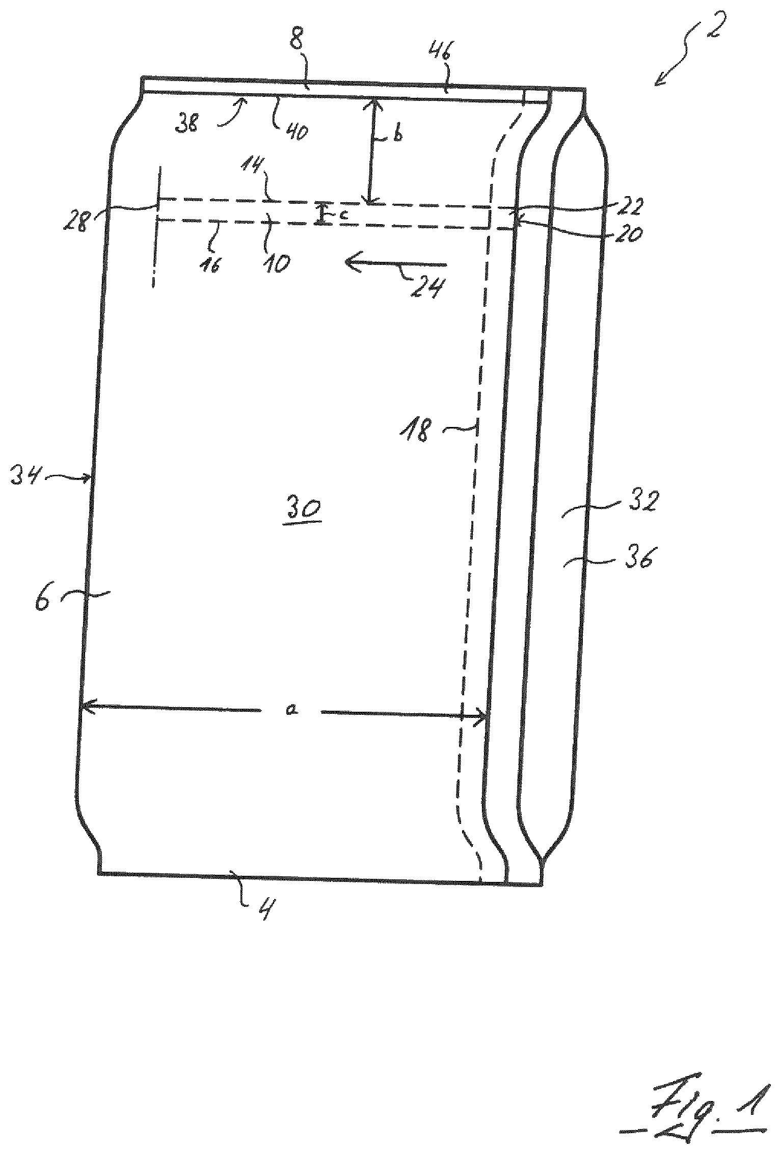 Patent US11787615 Figure 1 – Bag and film tube for producing such a bag