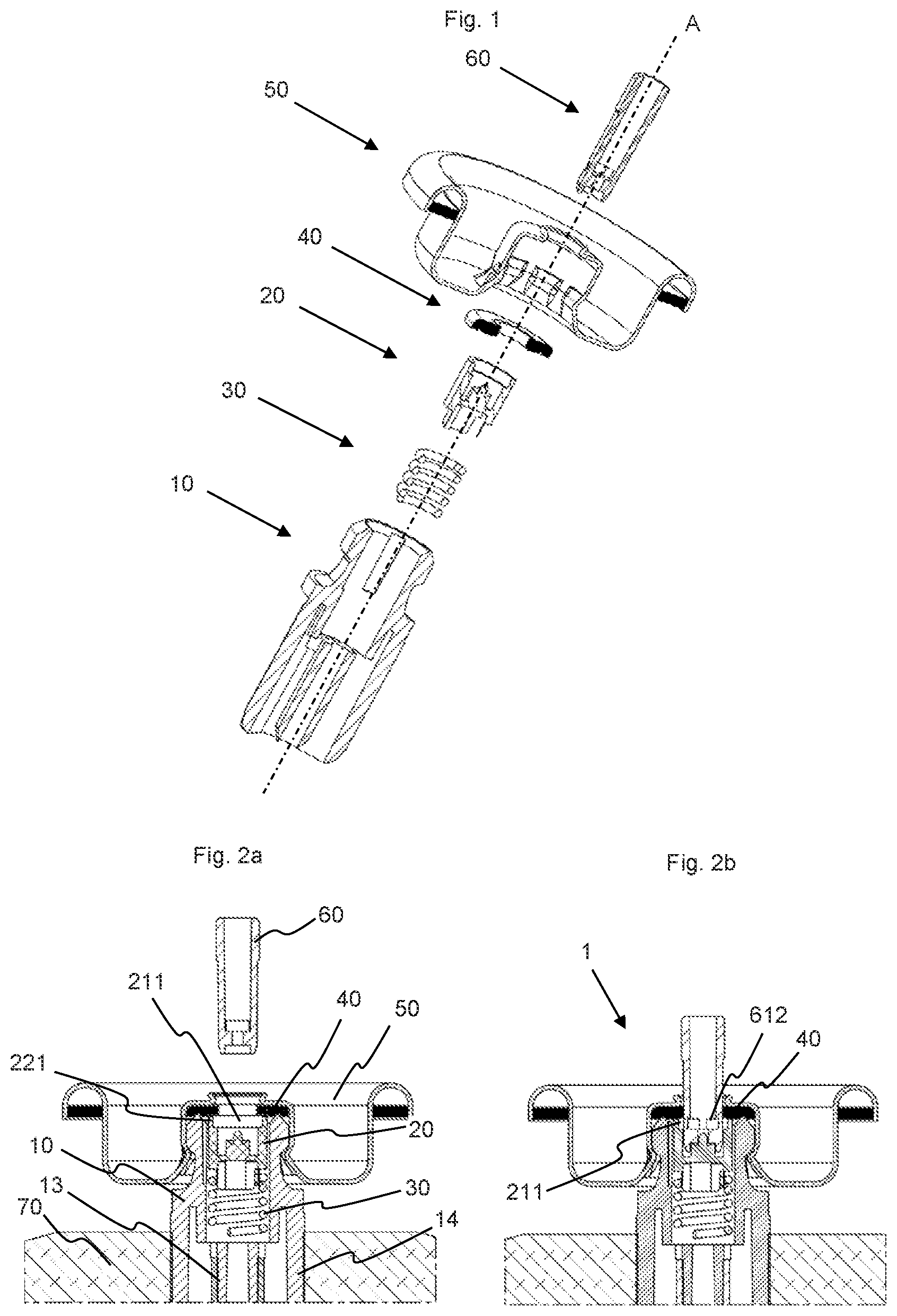 Patent US11787619 — Valve for pressurized container — Figure 1