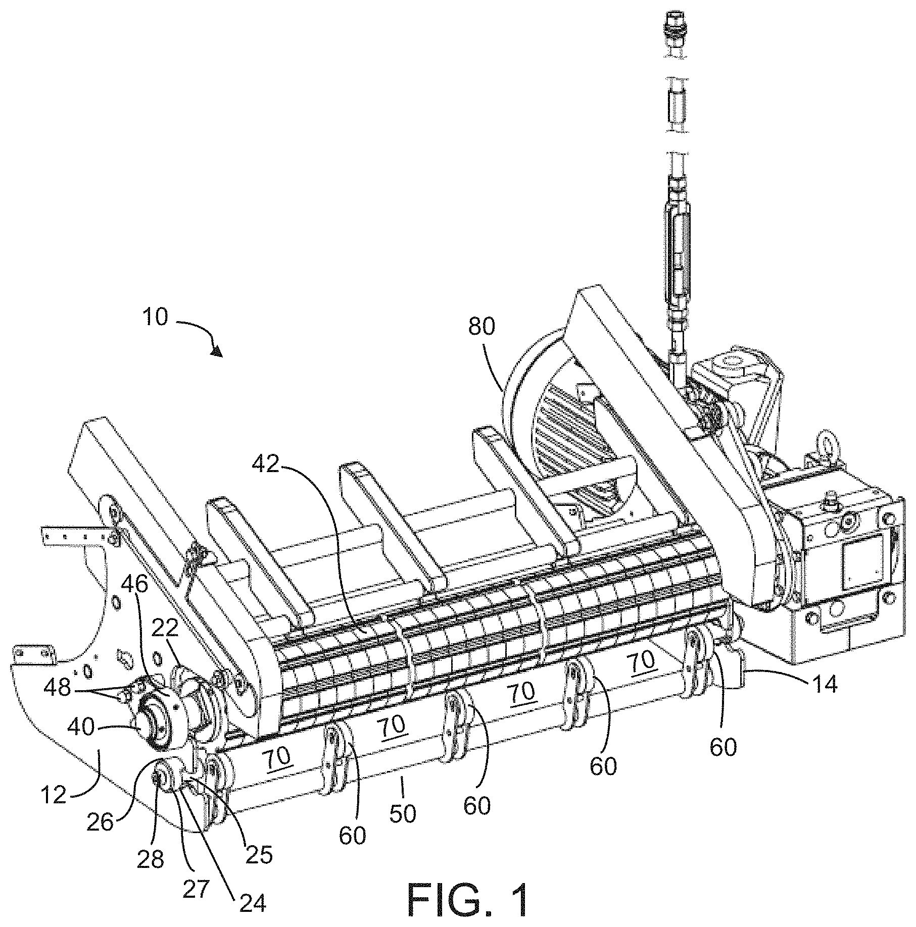 Patent US11787639 Figure 1 – Position limiter for flighted conveyor belt