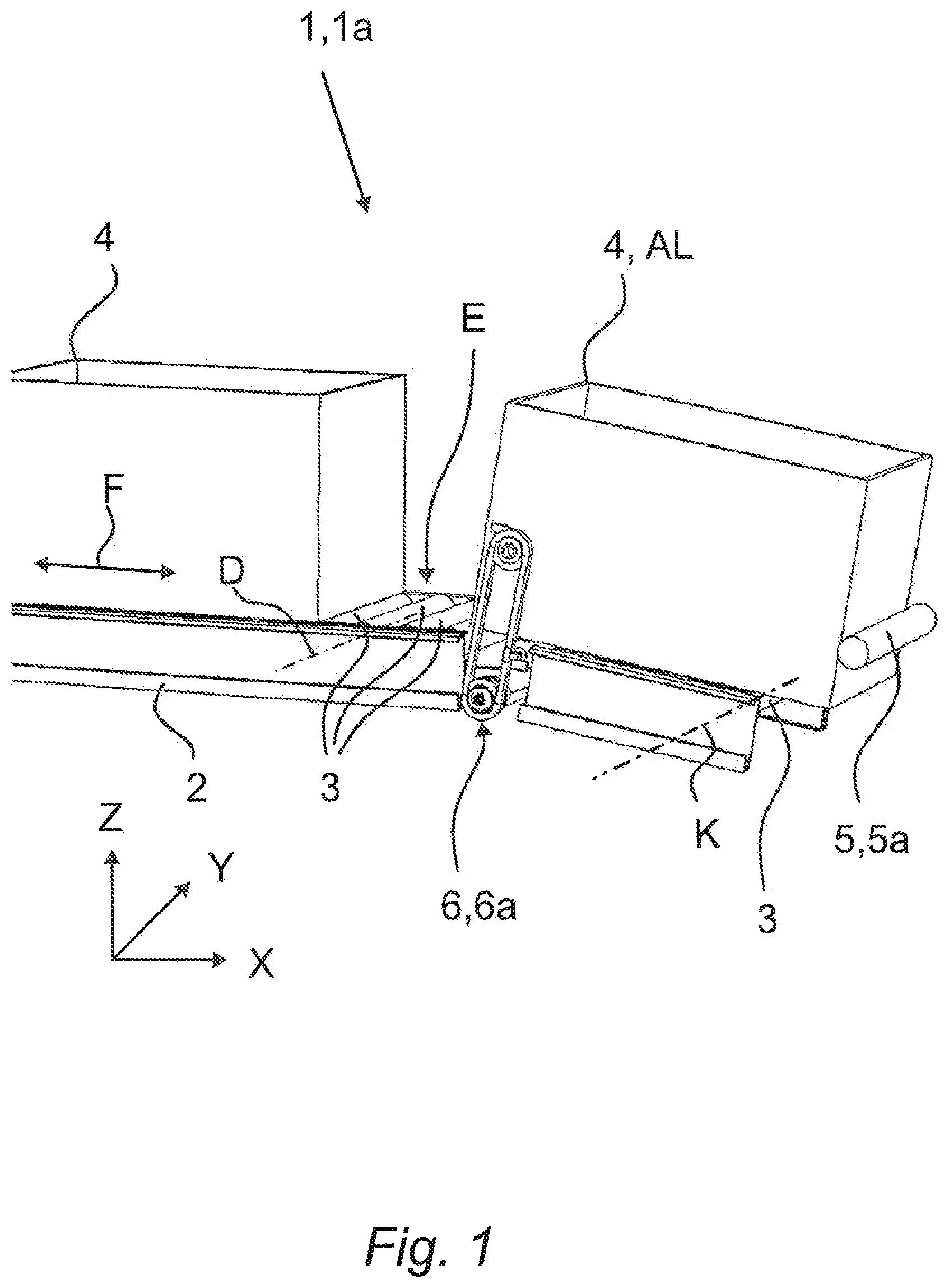 Patent US11787640 — Floor-bound continuous conveyor — Figure 1