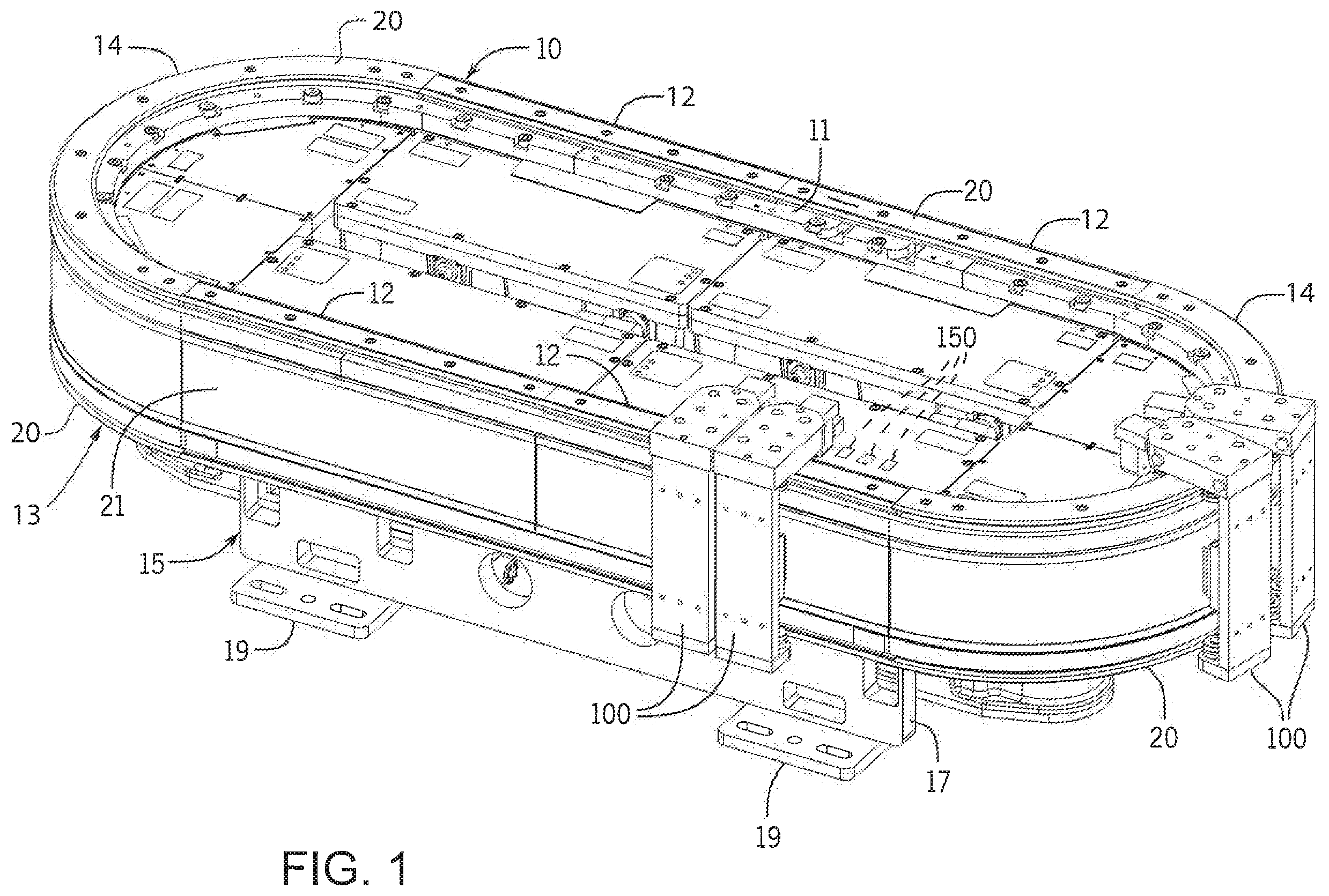 Patent US11787649 — System and method for determining real-time orientation on carts in an independent cart system — Figure 1