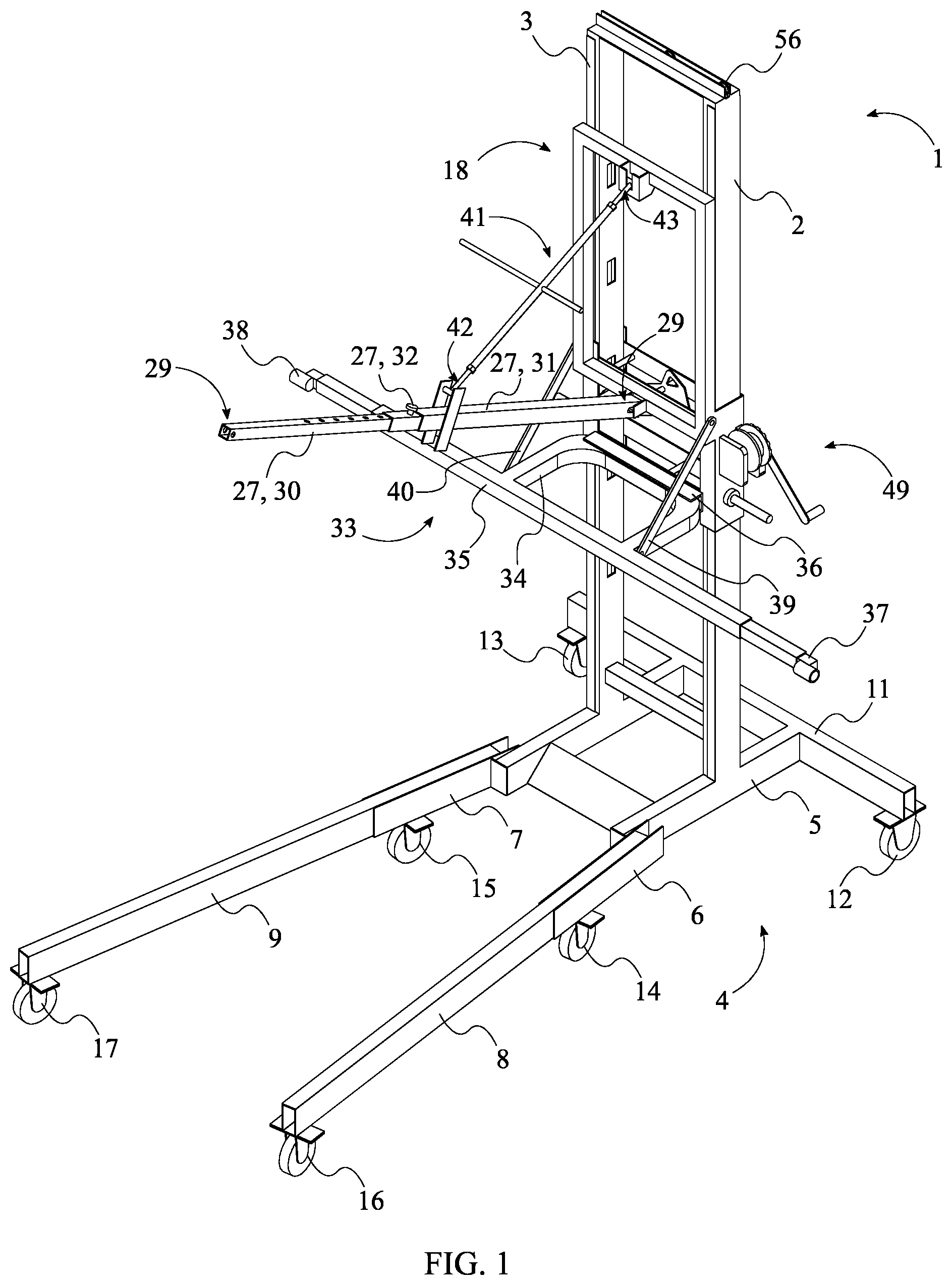 Patent US11787676 — Heavy load lifting system — Figure 1