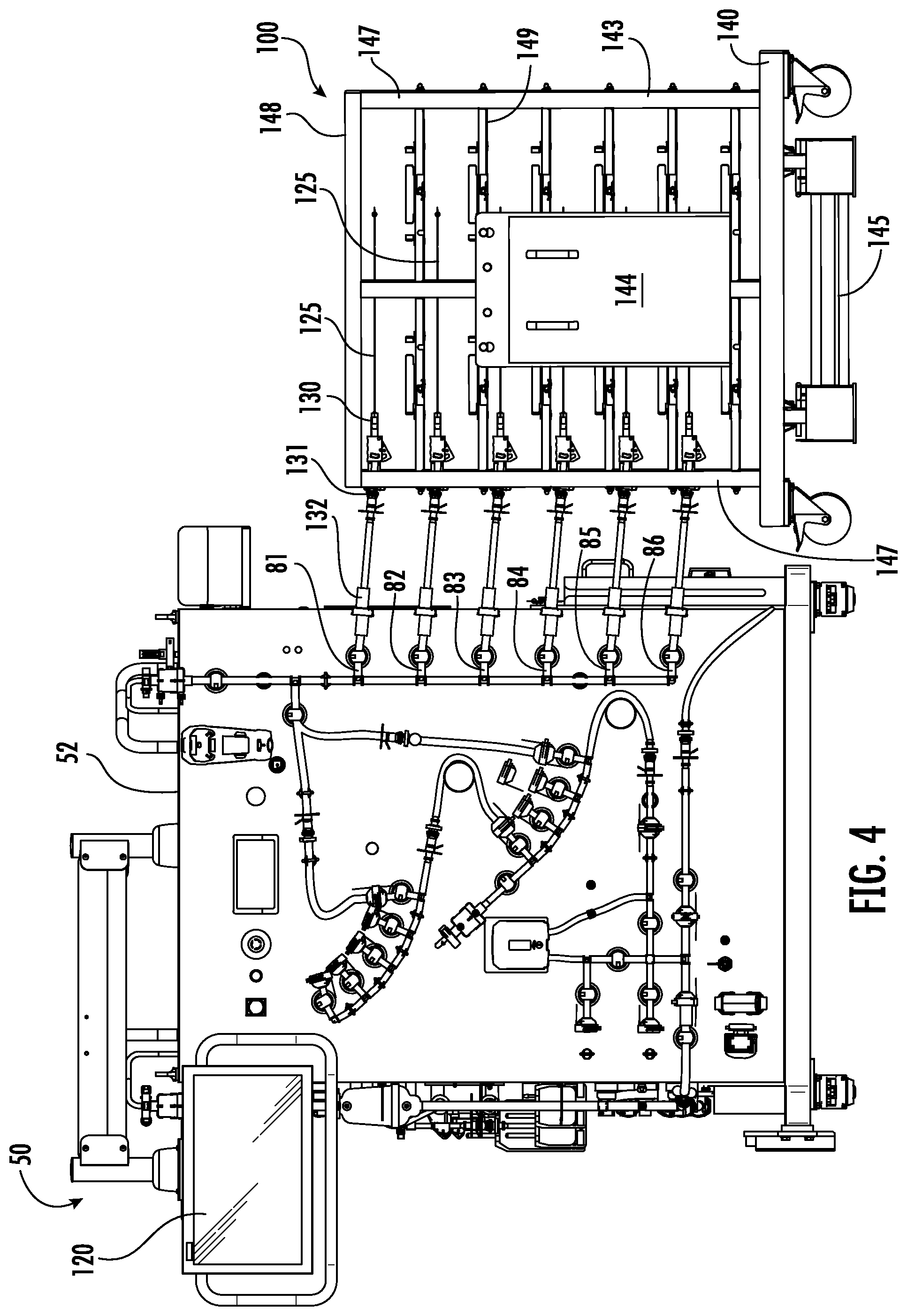 Patent US11787680 Figure 4 – Fluid distribution system with single use manifold fluid recovery assembly