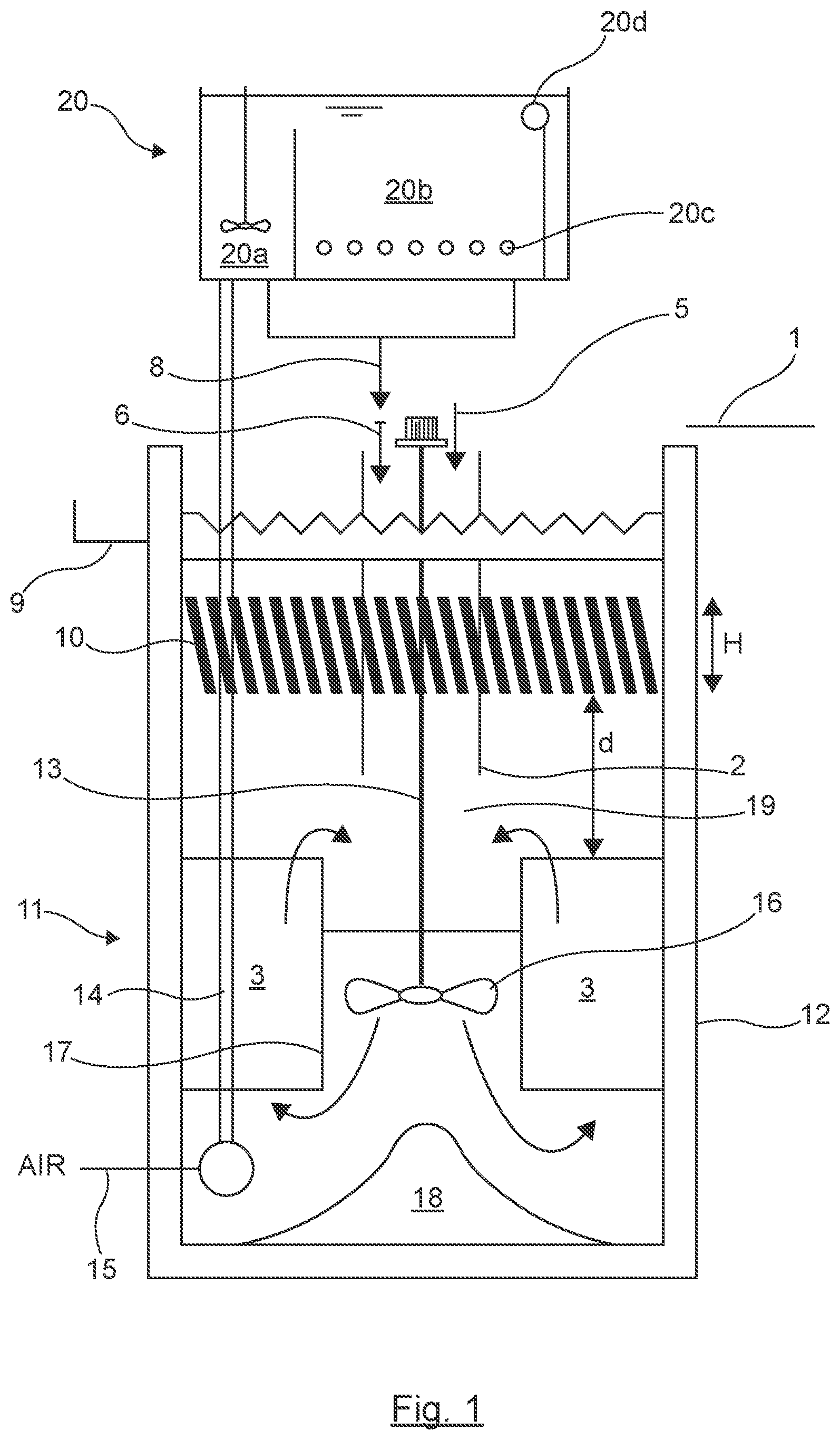 Patent US11787712 Figure 1 – Water treatment plant having integrated ballasted flocculation and decantation, and a corresponding method