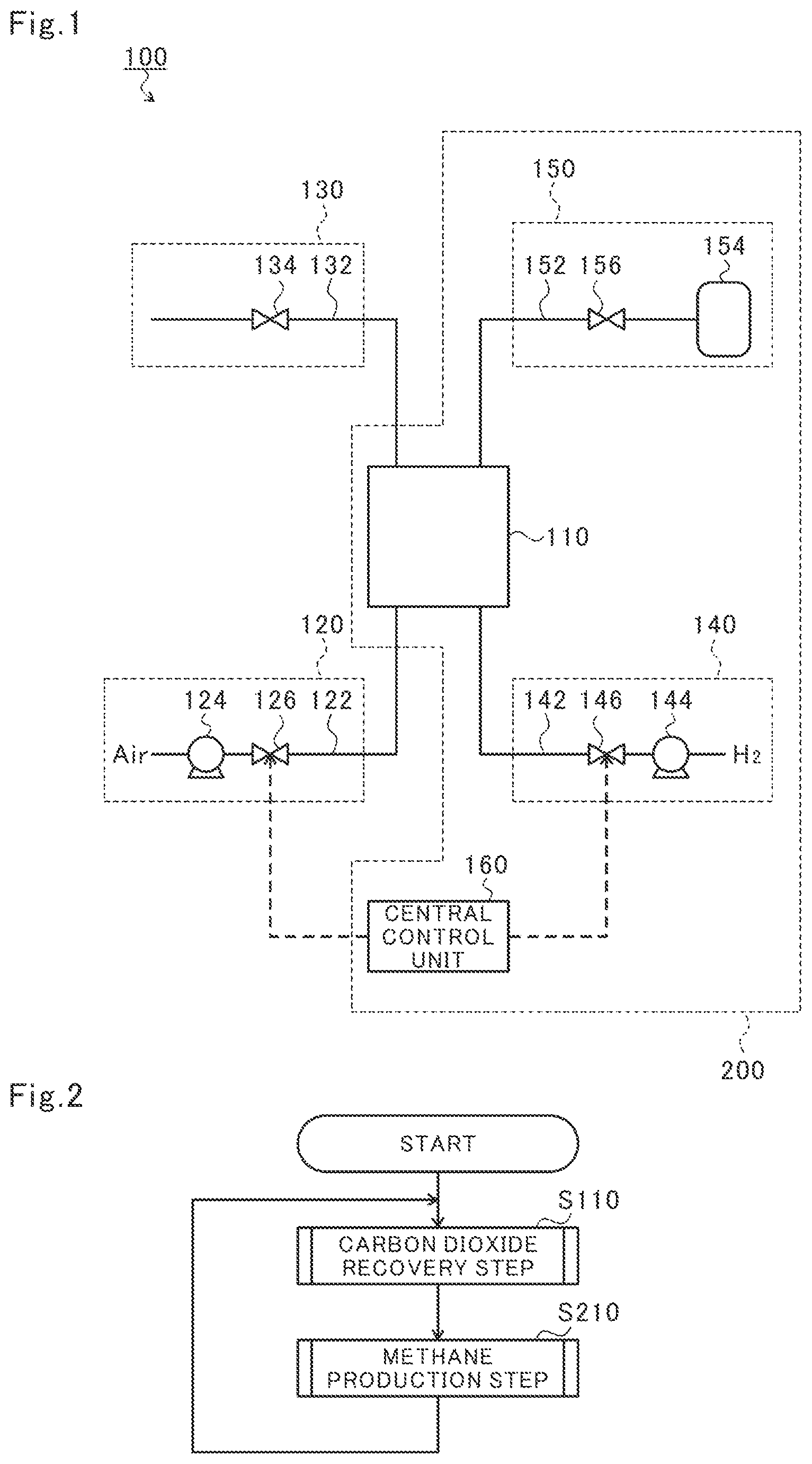 Patent US11787753 — Methane production apparatus, methane production method, carbon dioxide recovery apparatus, and carbon dioxide recovery method — Figure 1