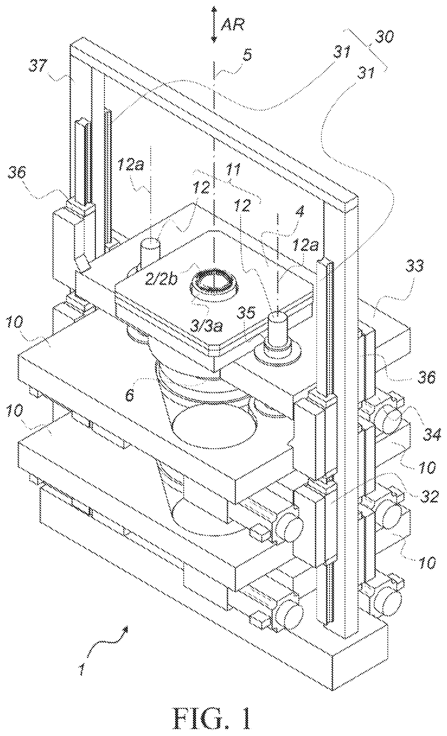 Patent US11791700 Figure 1 – Apparatus for bending ends, arranged in annular layers, of bar conductors of a stator of an electrical machine