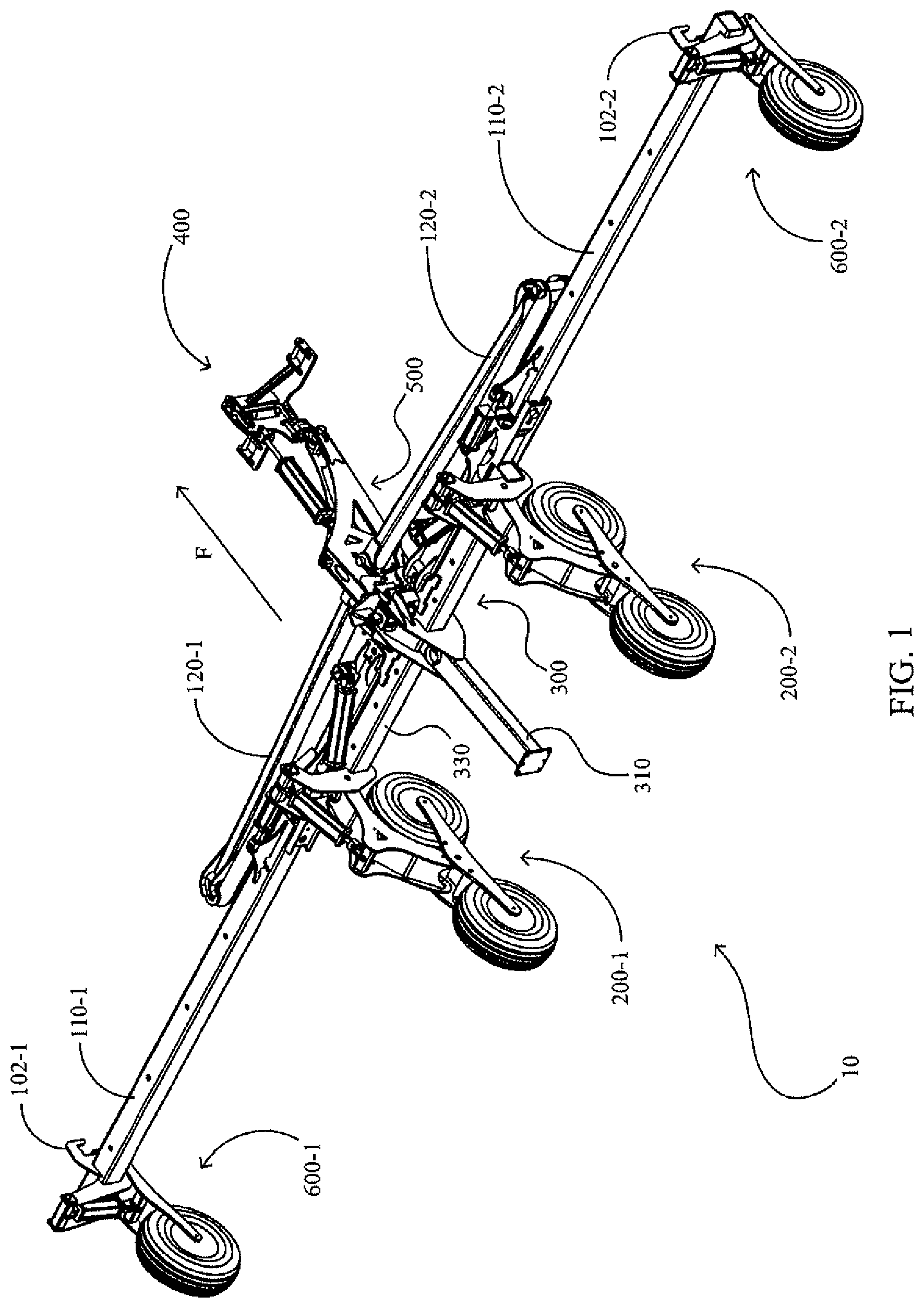 Patent US11793100 — Agricultural toolbar apparatus, systems, and methods — Figure 1