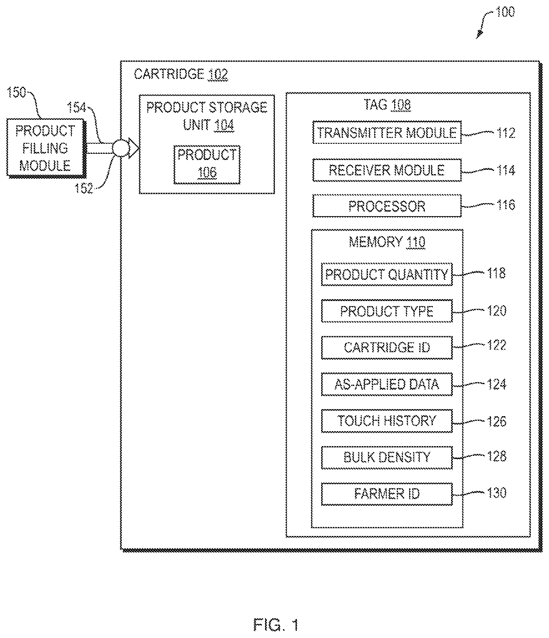 Patent US11793102 — Tagged container tracking — Figure 1