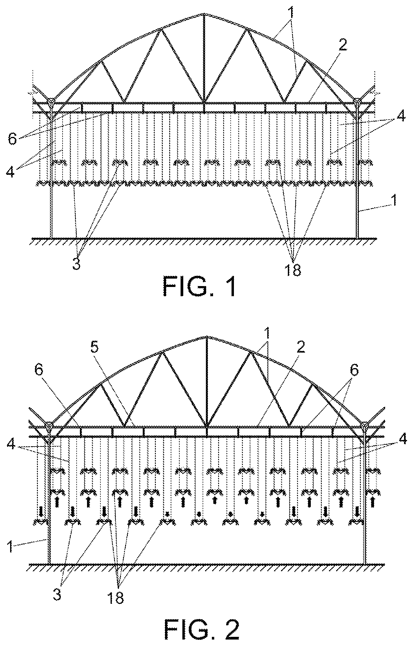 Patent US11793121 — Installation for a hanging cultivation system — Figure 1