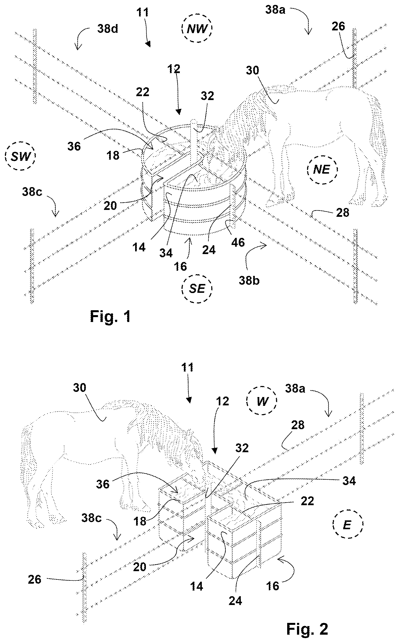 Patent US11793159 — Livestock trough and system — Figure 1